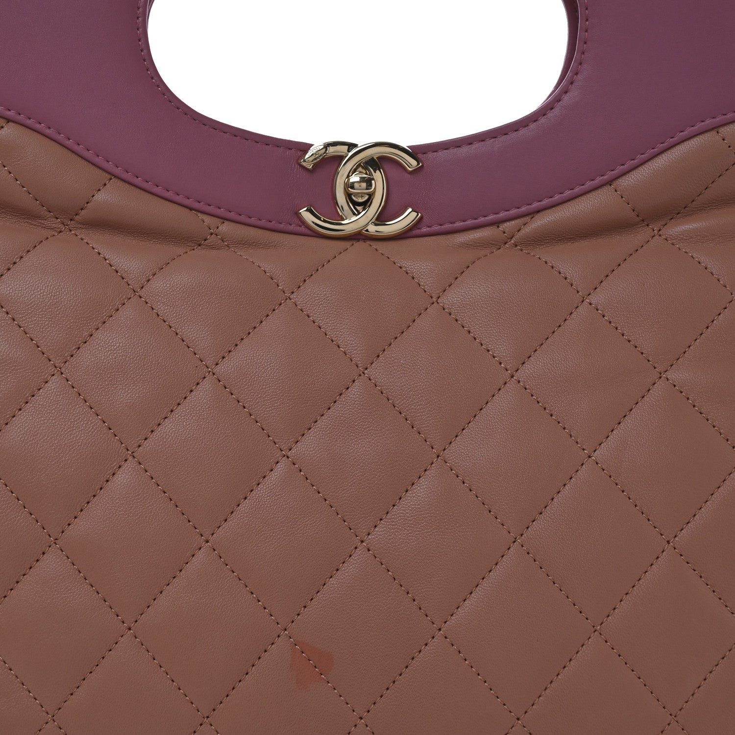 Lambskin Quilted Large 31 Shopping Bag Pink Beige
