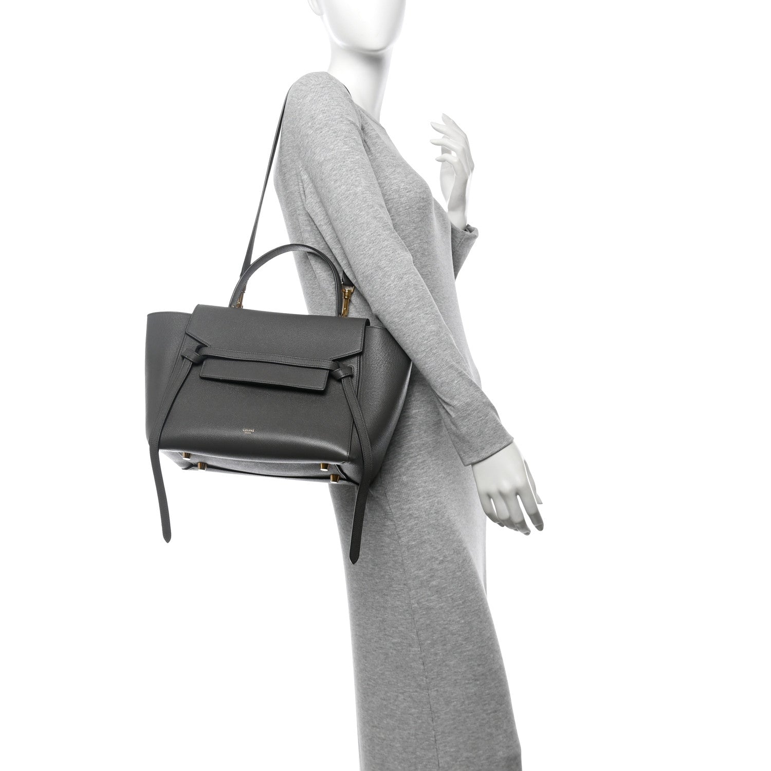 Grained Calfskin Mini Belt Bag Grey