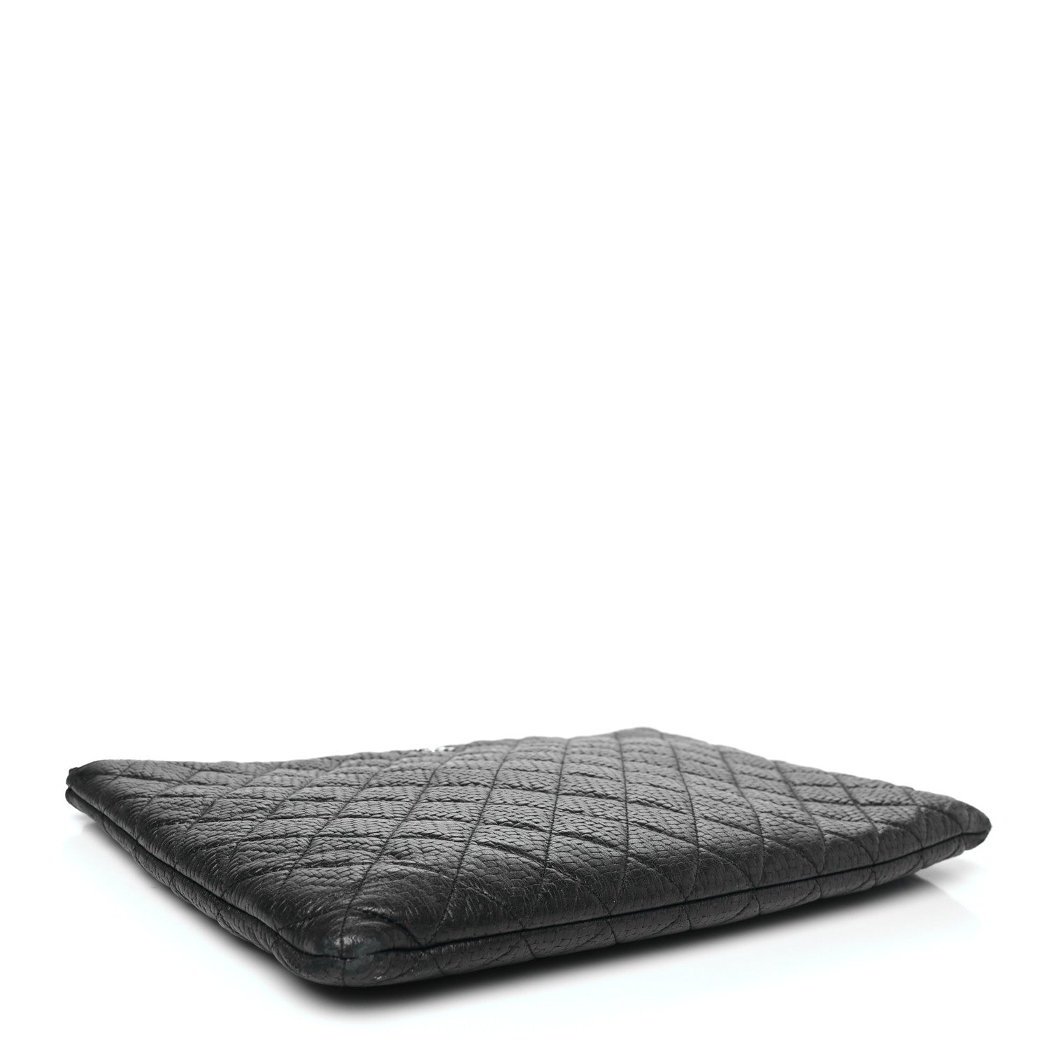Woven Lambskin Quilted Large Cosmetic Case Black
