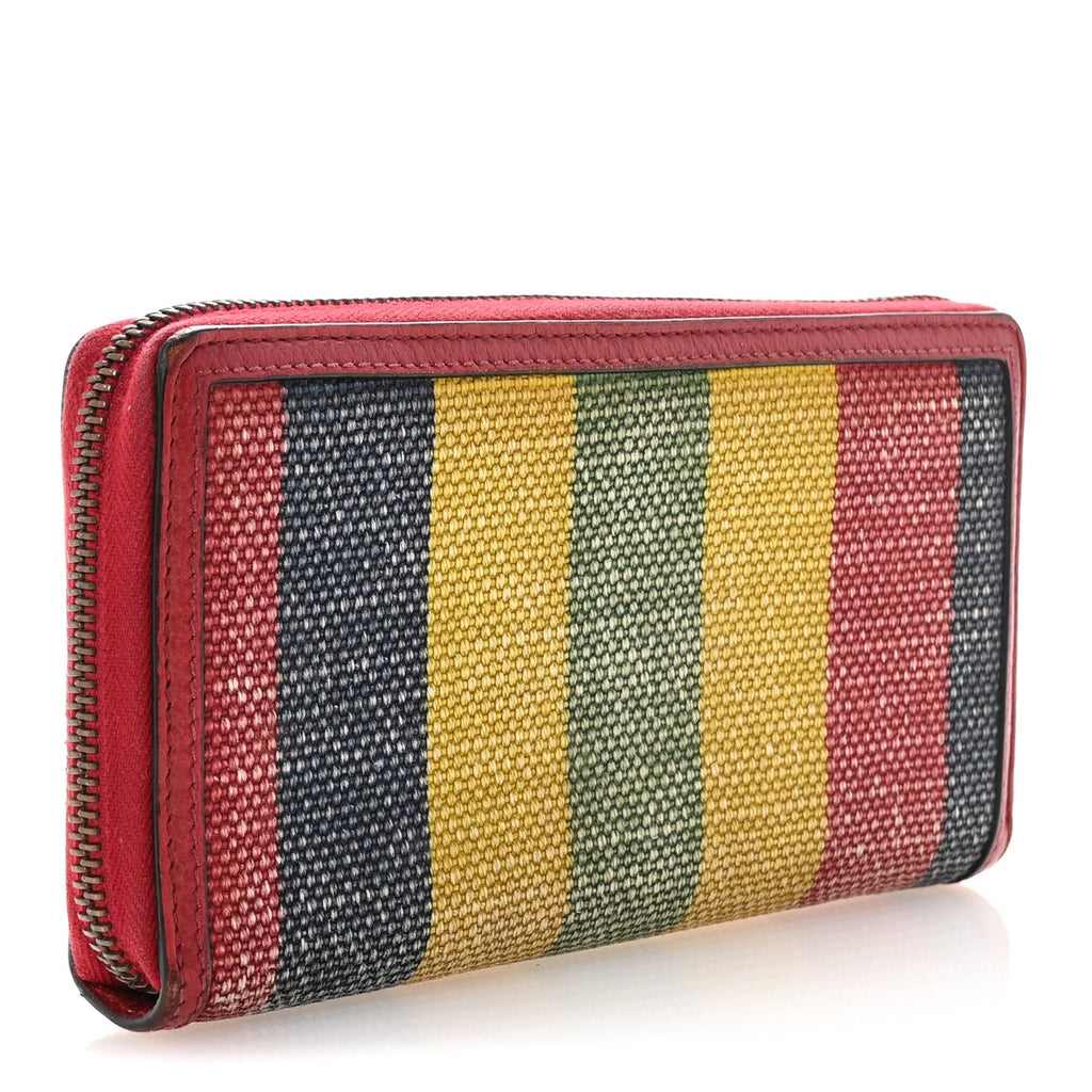 Canvas Marley Stripe Script Logo Gucci 100 Zip Around Wallet Multicolor