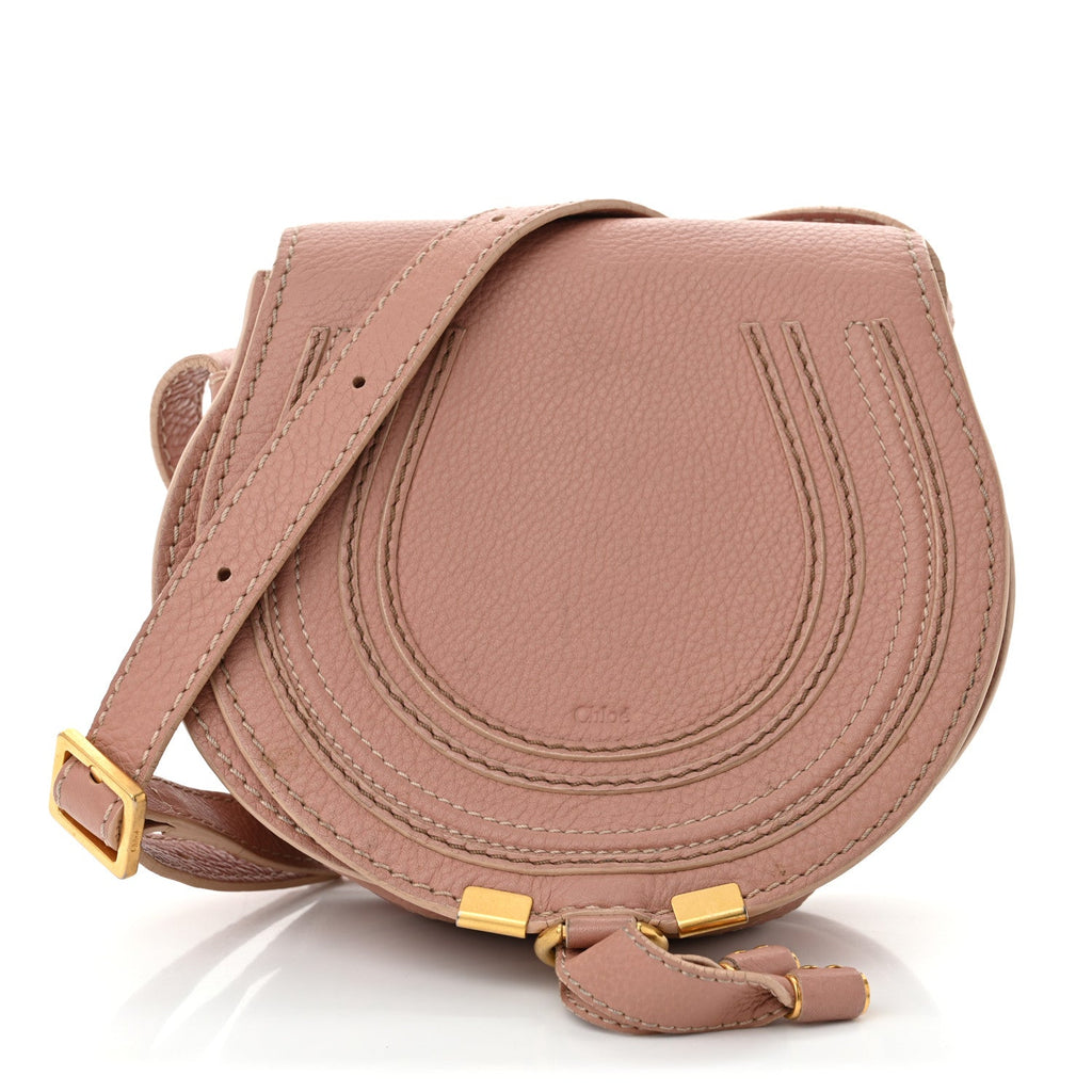 Calfskin Mini Marcie Round Crossbody Bag Anemone Pink