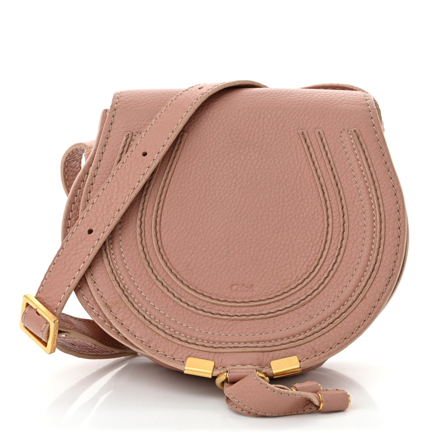Calfskin Mini Marcie Round Crossbody Bag Anemone Pink