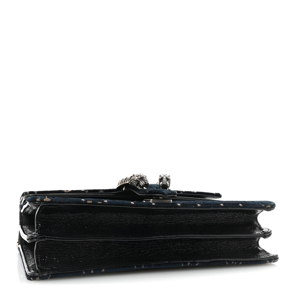 Velvet Skipper GG Monogram Small Dionysus Shoulder Bag Blue Beige Black