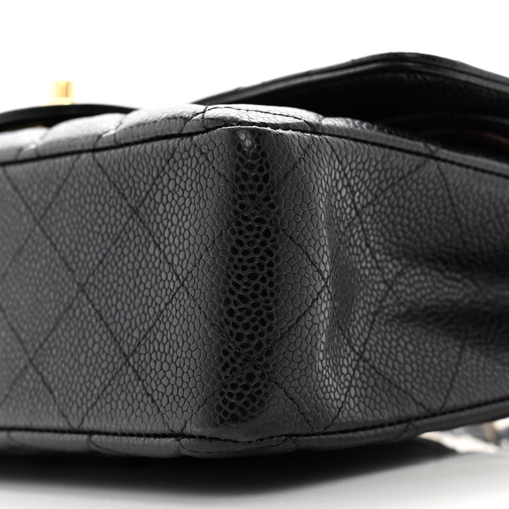 Caviar Quilted Medium Double Flap Black