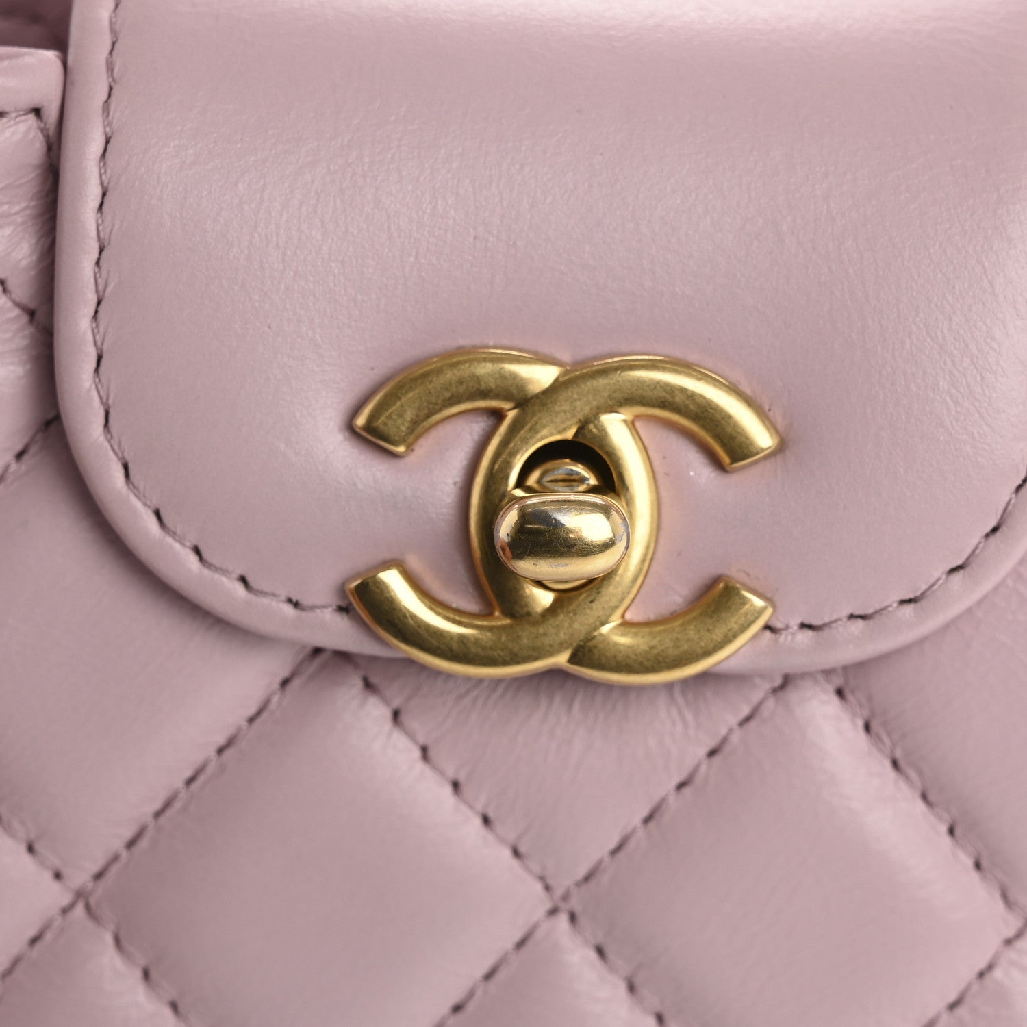 Shiny Aged Calfskin Quilted Mini Nano Kelly Shopper Light Pink