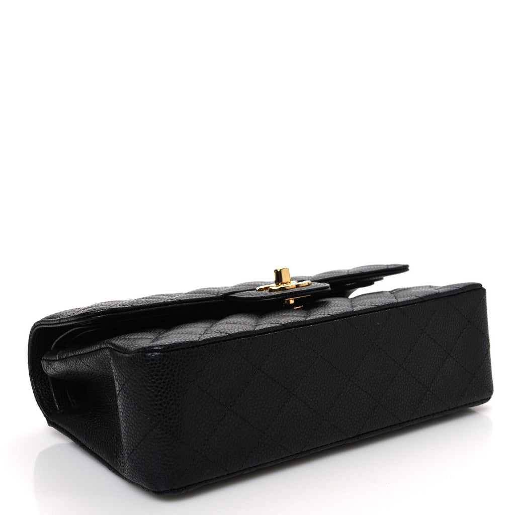 Caviar Quilted Small Double Flap Black