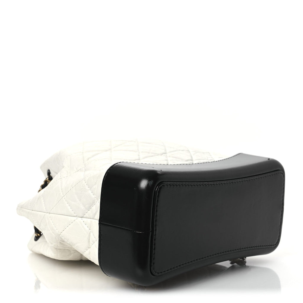 Aged Calfskin Quilted Gabrielle Backpack Black White