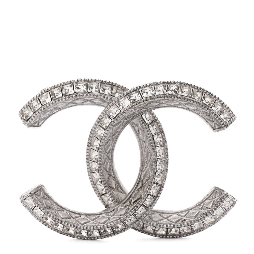 Baguette Crystal CC Brooch Silver