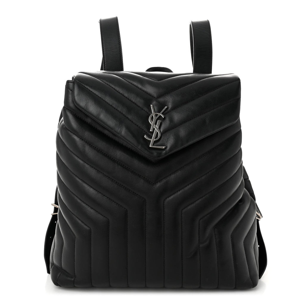 Calfskin Y Quilted Monogram Medium Loulou Backpack Black