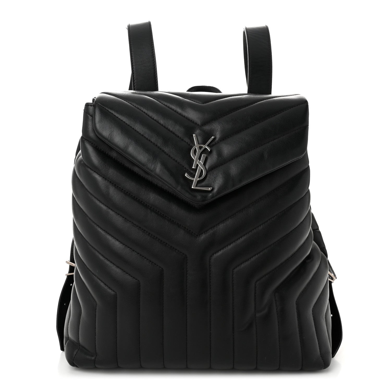 Calfskin Y Quilted Monogram Medium Loulou Backpack Black