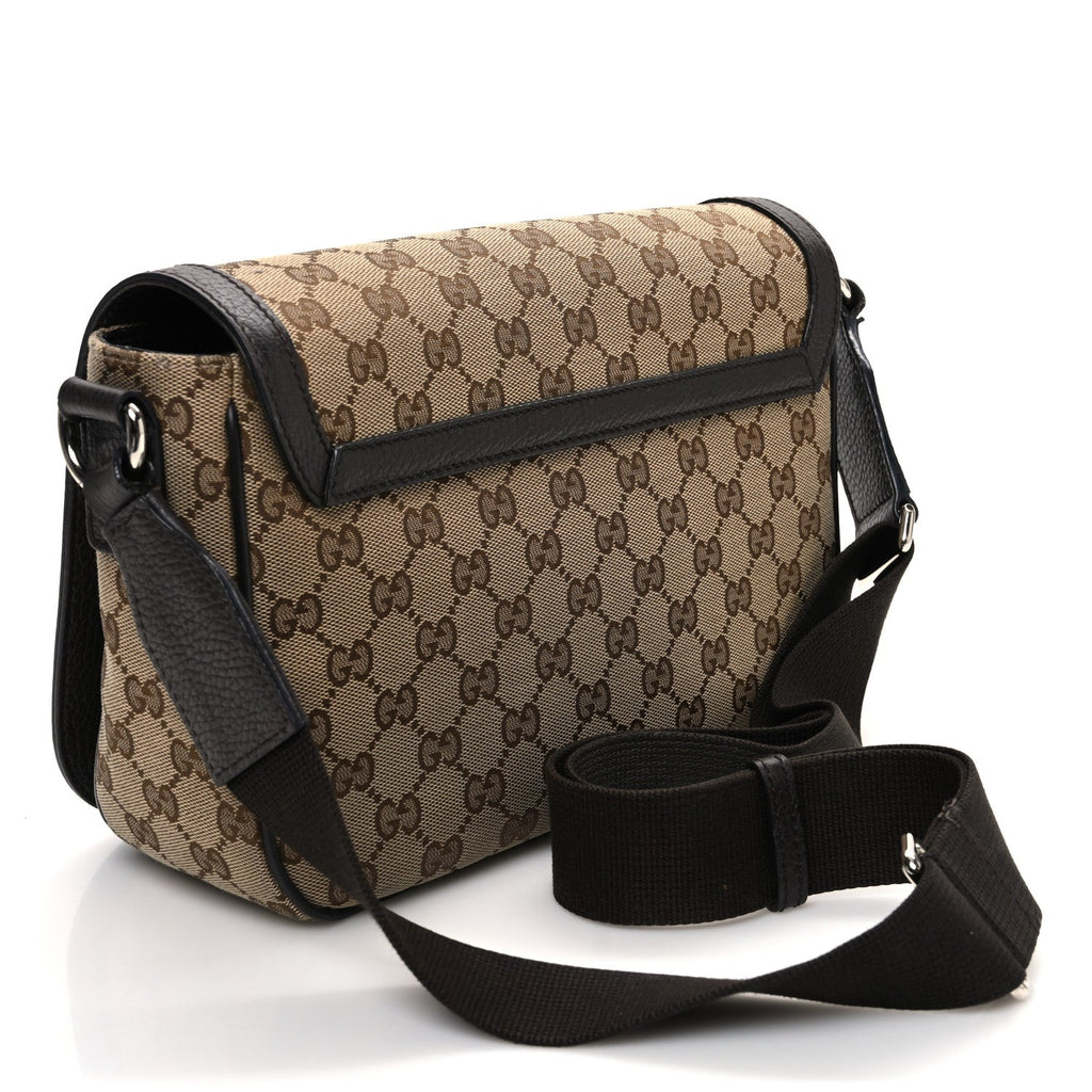 Monogram Flap Messenger Bag Beige Dark Brown