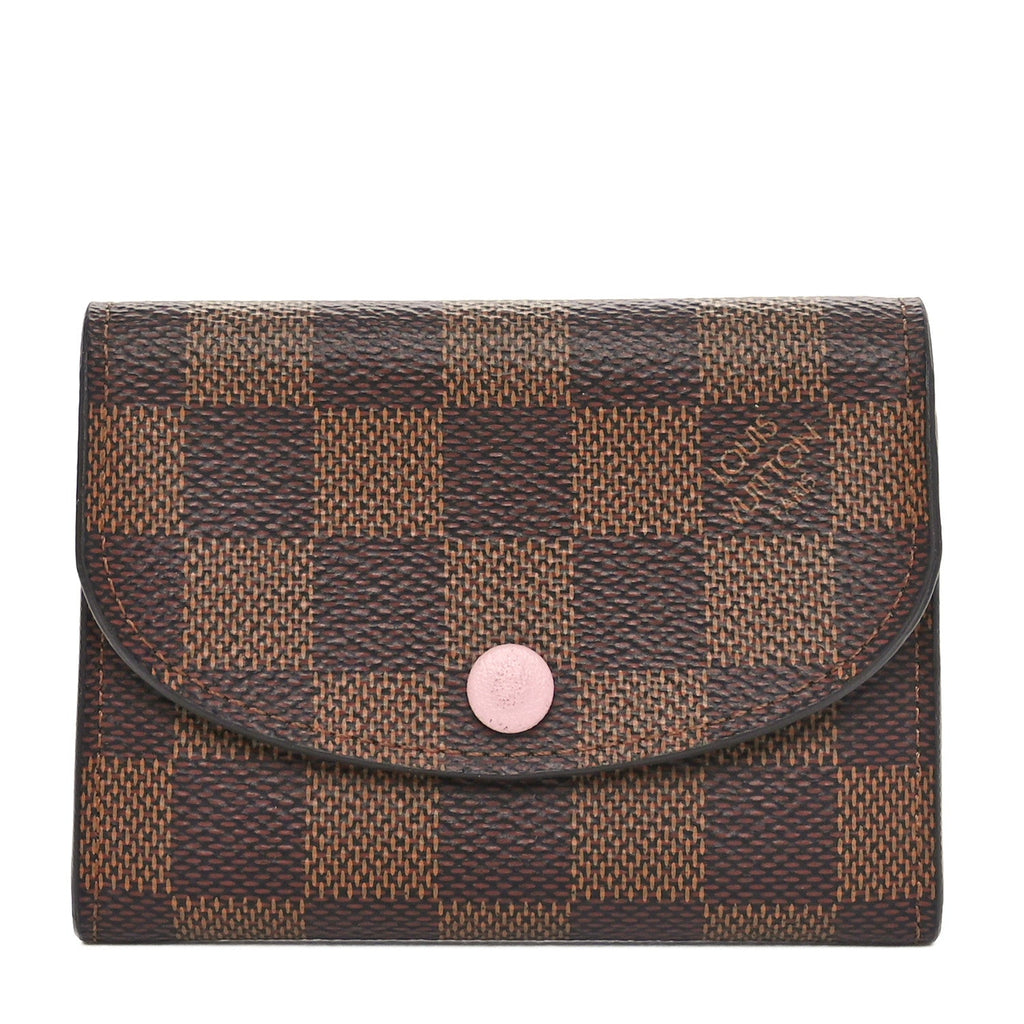 Damier Ebene Rosalie Coin Purse Rose Ballerine