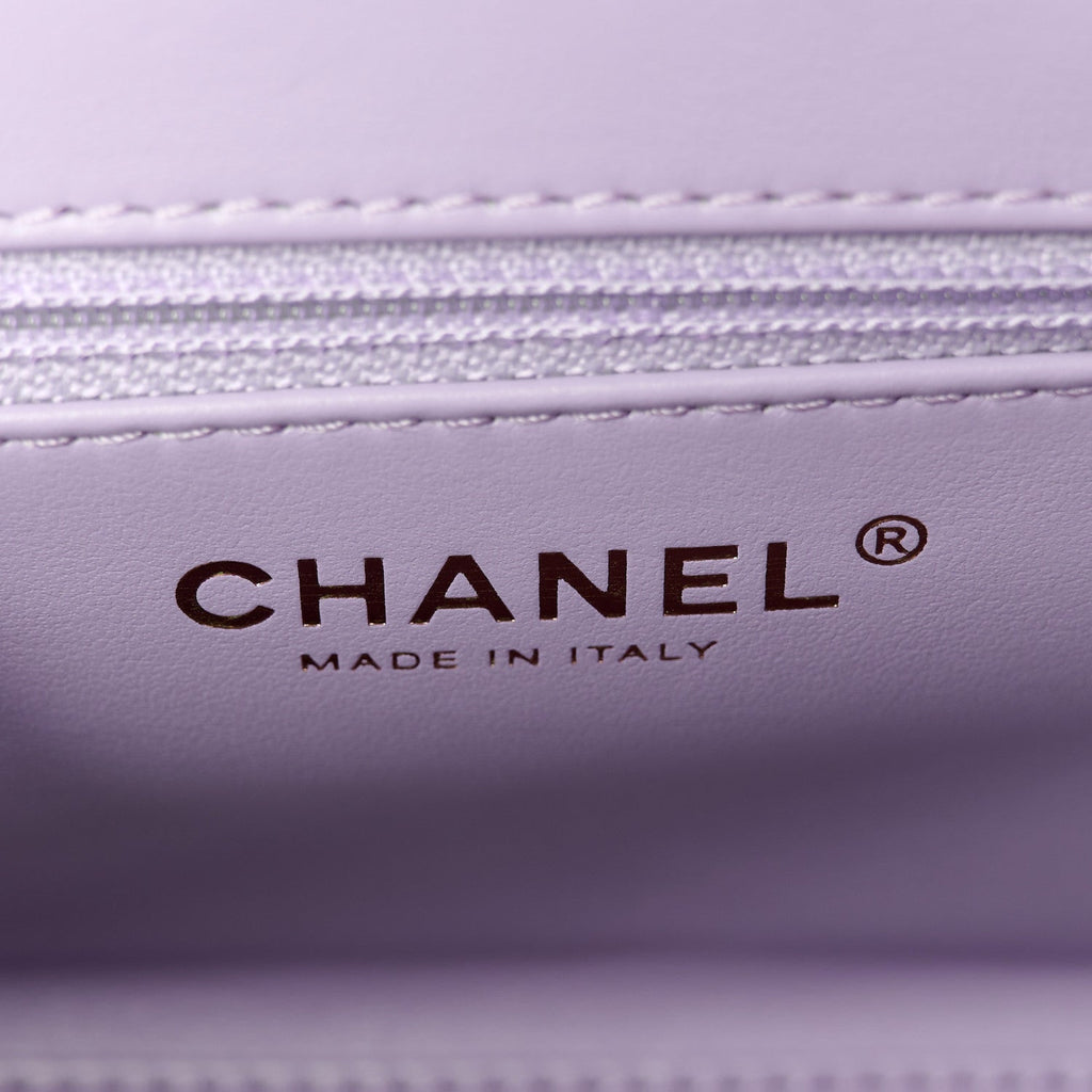 Shiny Aged Calfskin Quilted Nano Kelly Shopper Lilac