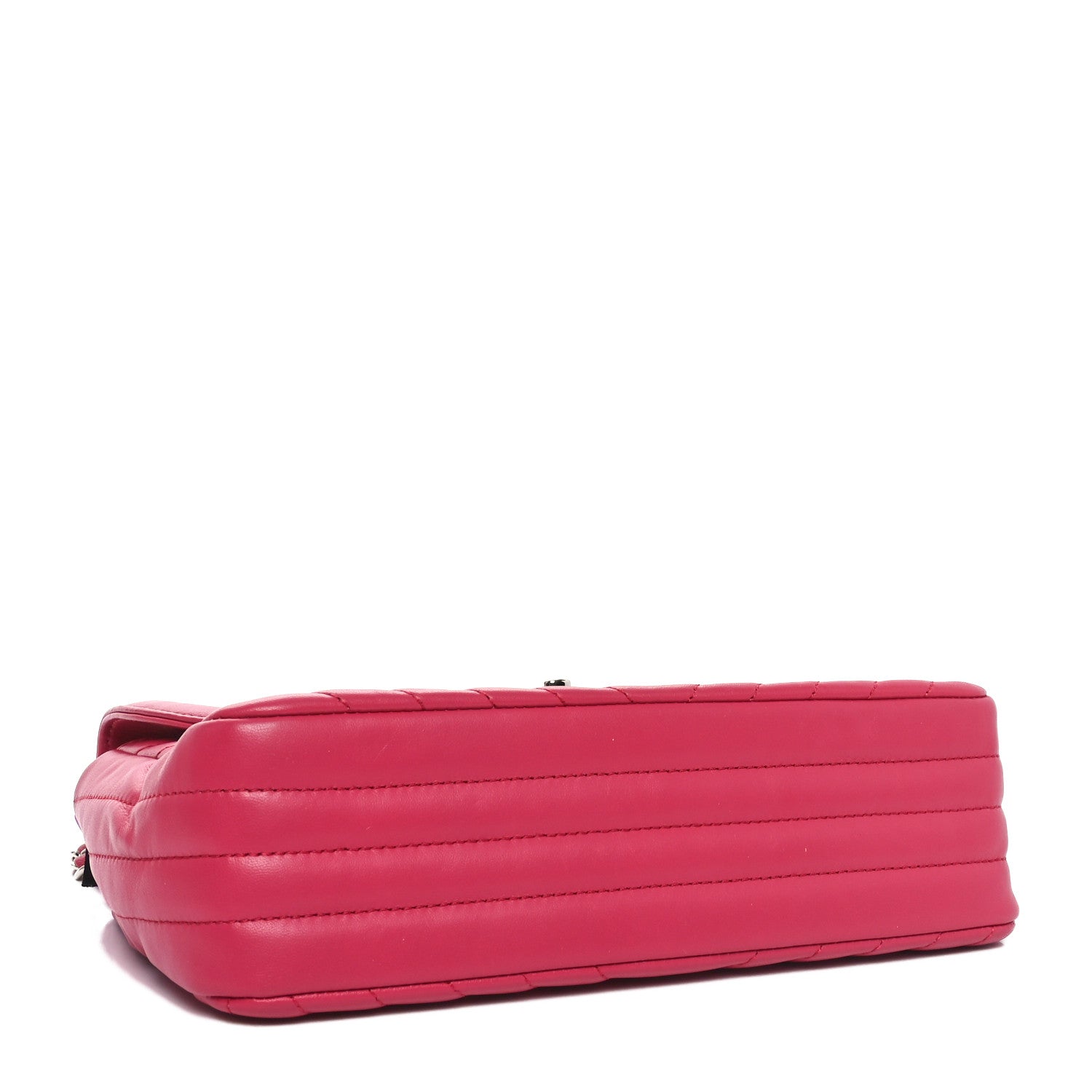 Lambskin Chevron Medium Single Flap Fuchsia