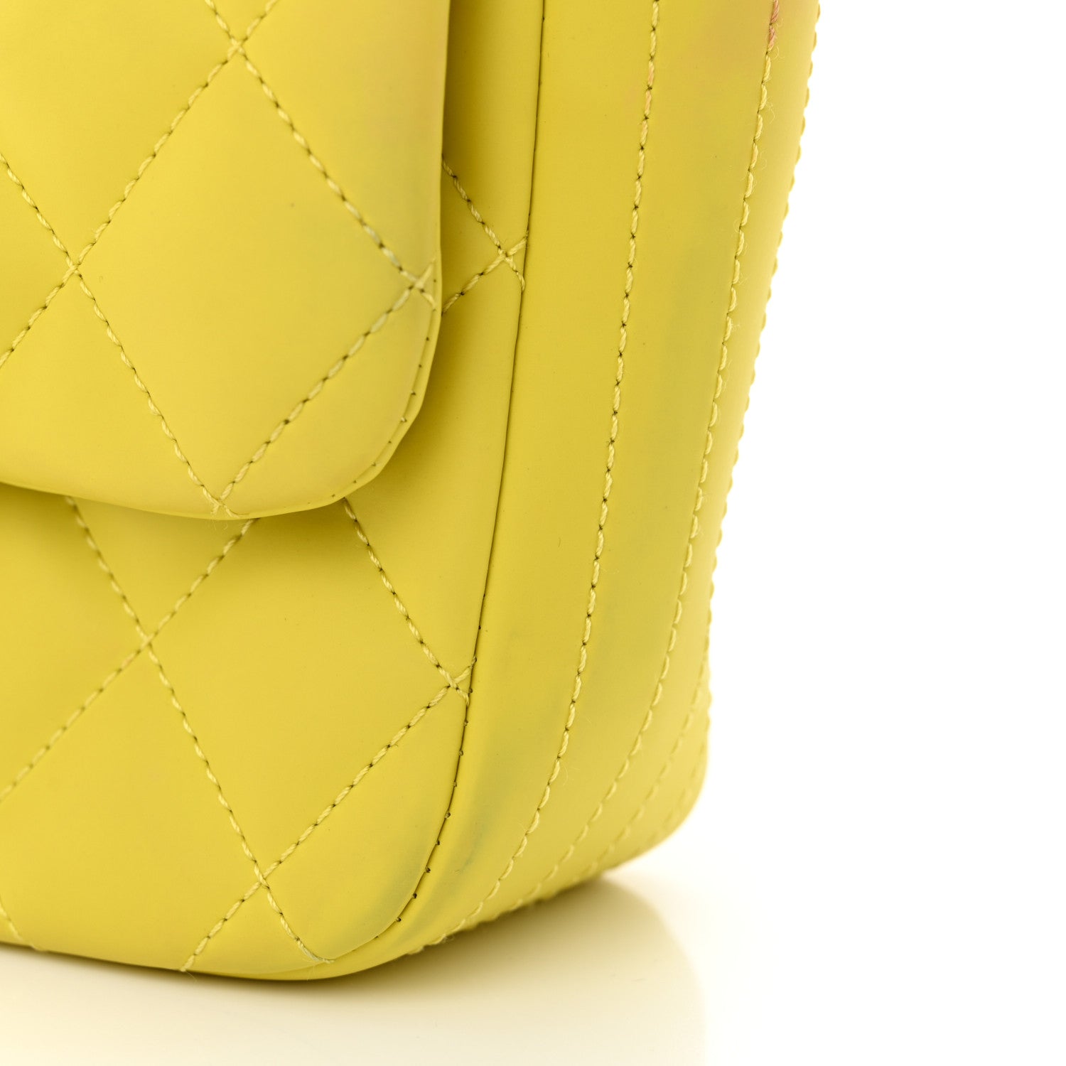 Rubber Quilted Lambskin Mini Square Coco Rain Flap Yellow