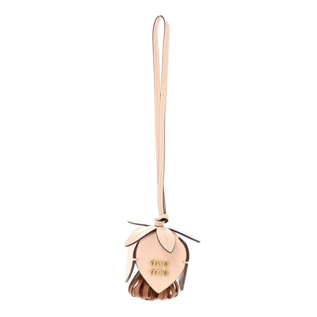 Calfskin Trick Bag Charm Powder Beige Cognac