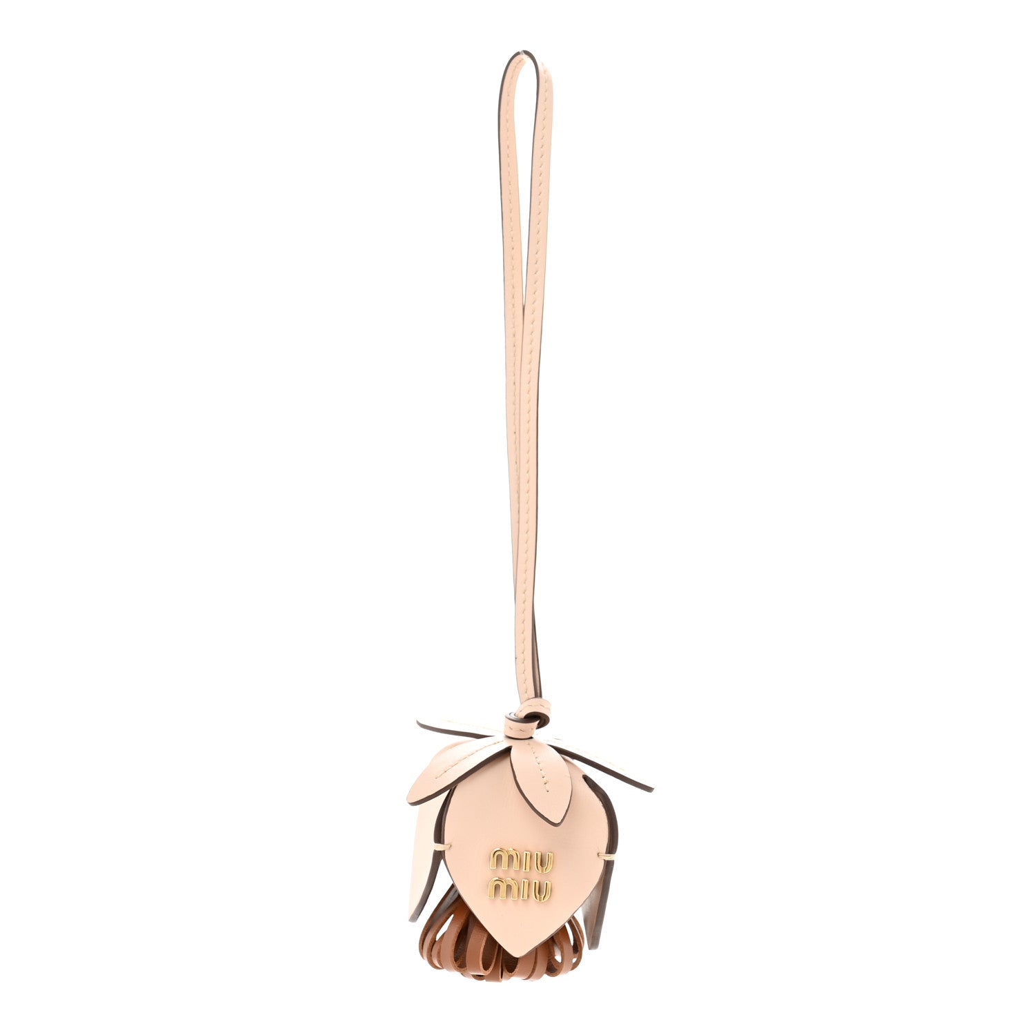 Calfskin Trick Bag Charm Powder Beige Cognac