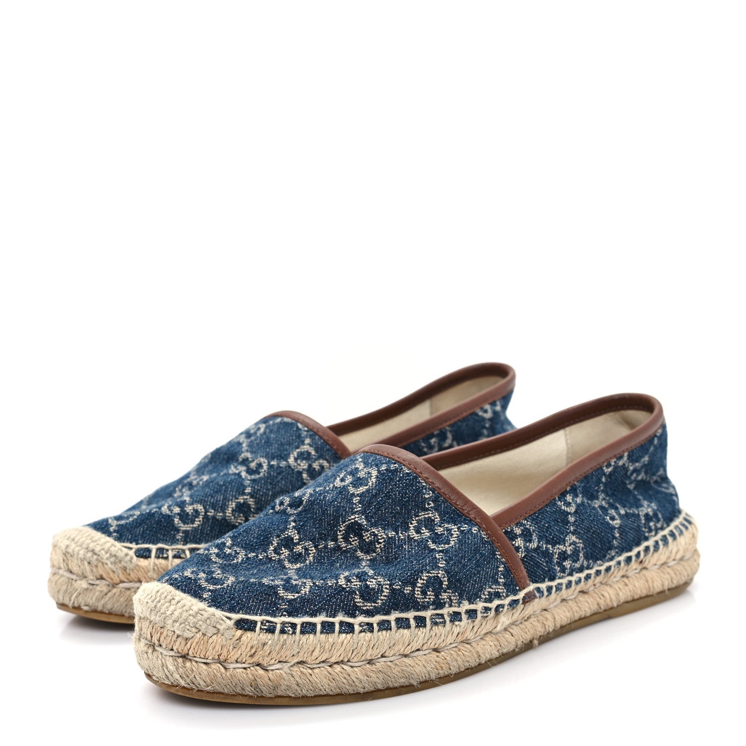 Denim GG Monogram Espadrilles 36 Blue Tea Cuir