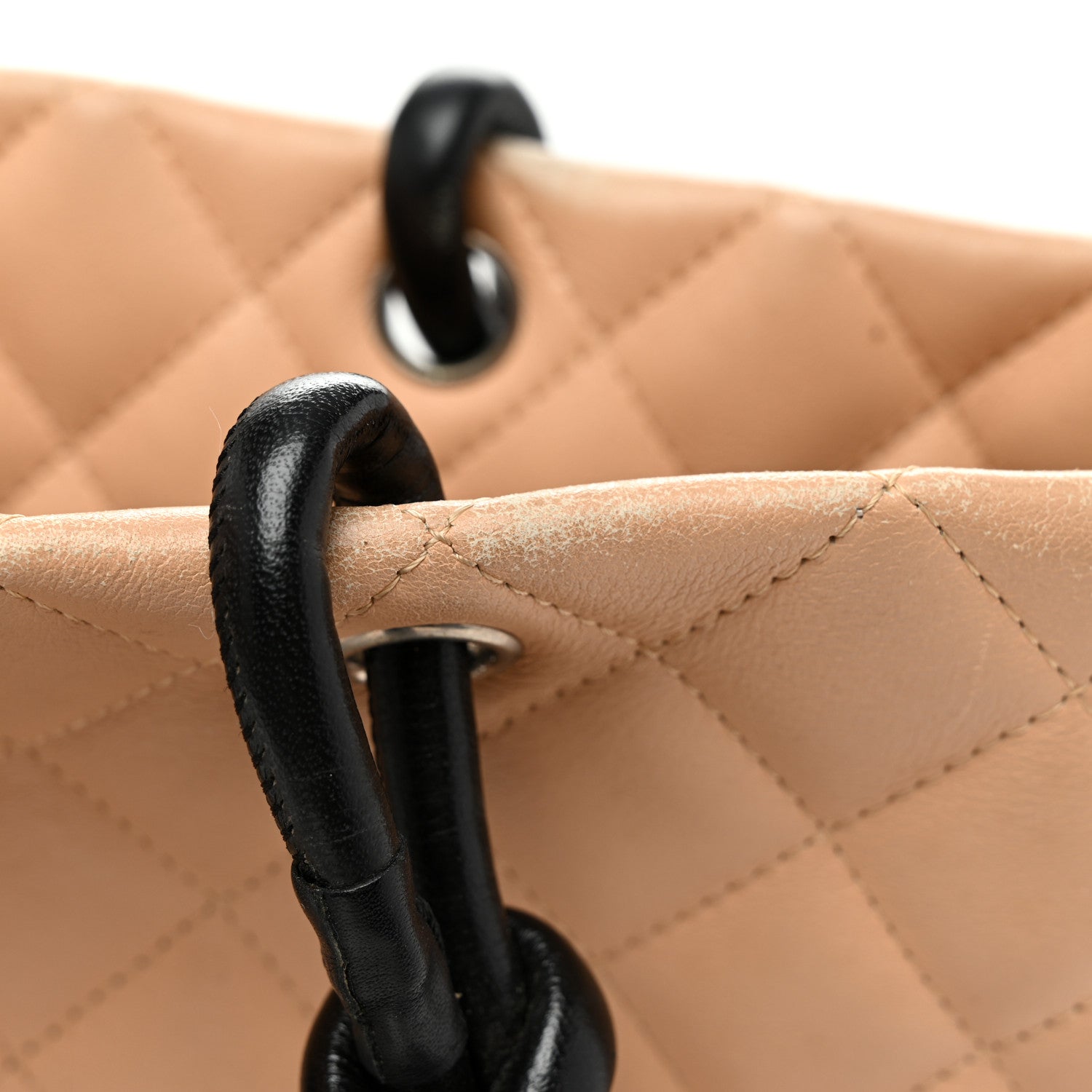 Calfskin Quilted Medium Cambon Tote Beige Black