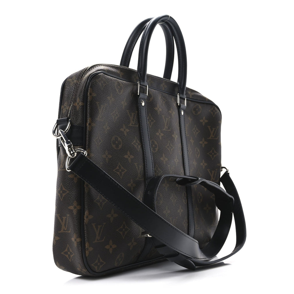 Monogram Macassar Porte Documents Voyage Soft Briefcase