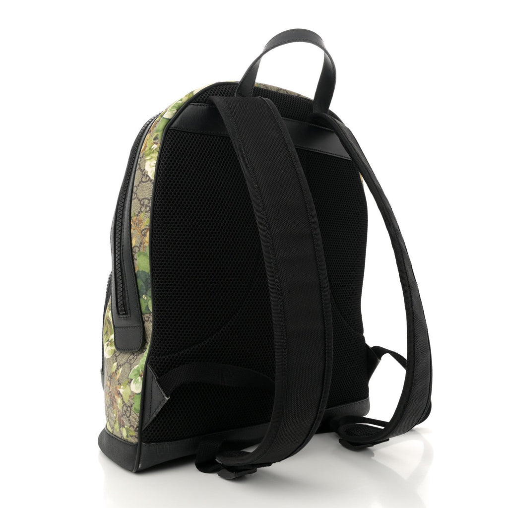 GG Supreme Monogram Blooms Medium Day Backpack Beige New Military Black