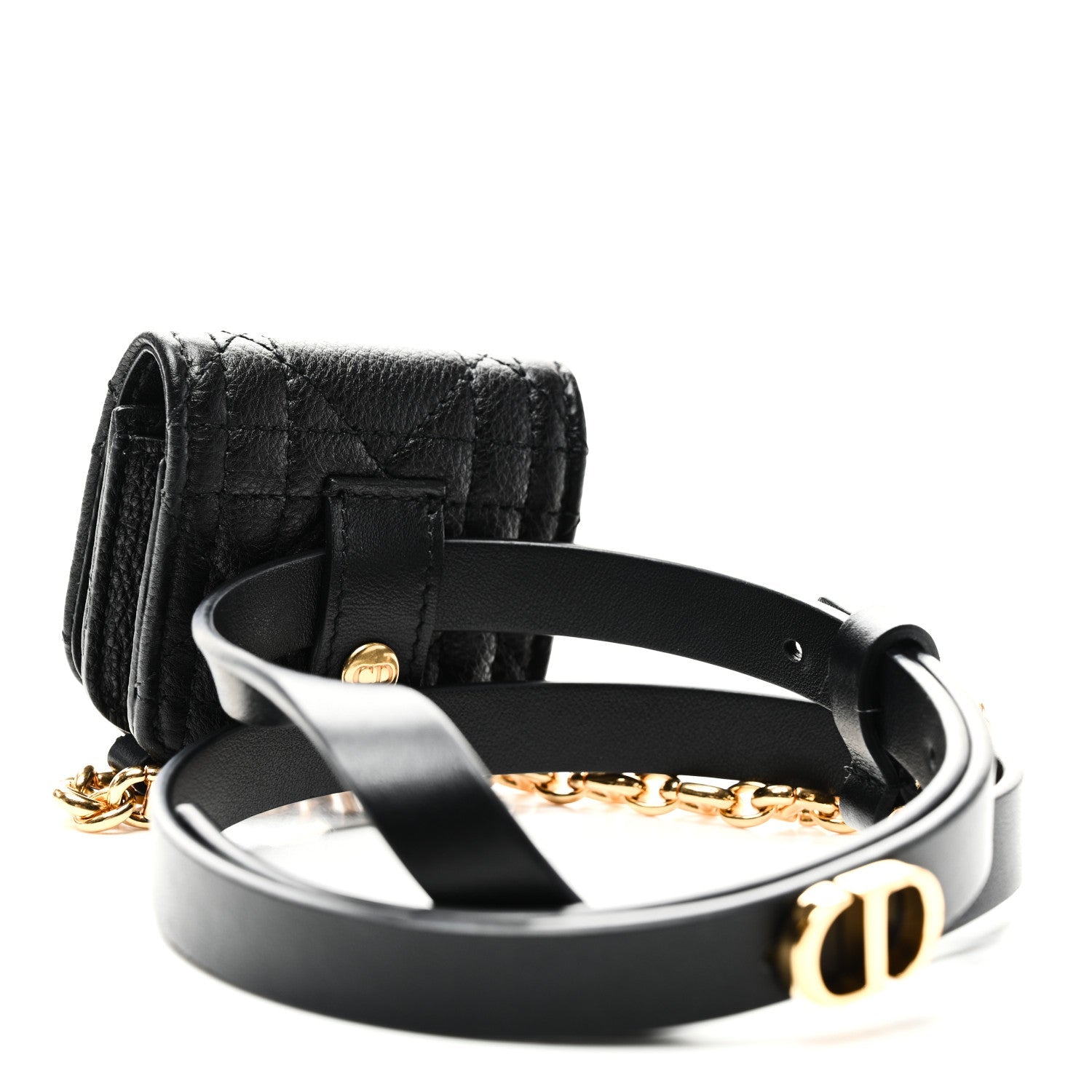 Supple Calfskin Cannage Caro Airpod Pro Case Belt 70 Black