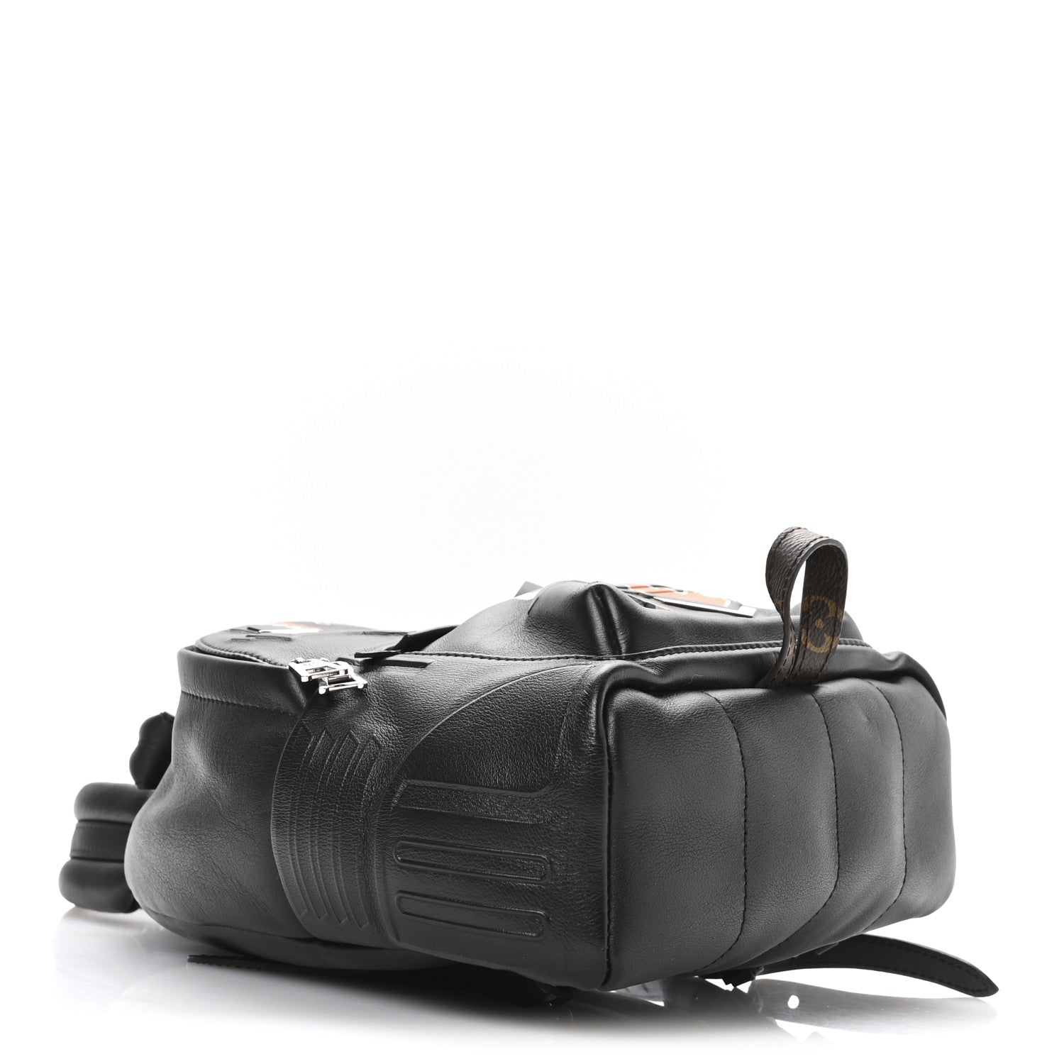 Lambskin Spaceship Embossed Palm Springs Backpack PM Black
