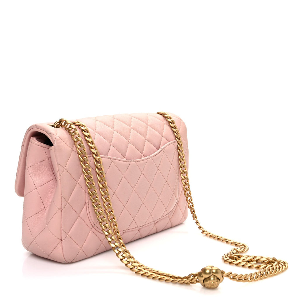 Lambskin Quilted Small Sweet Camellia Flap Light Pink
