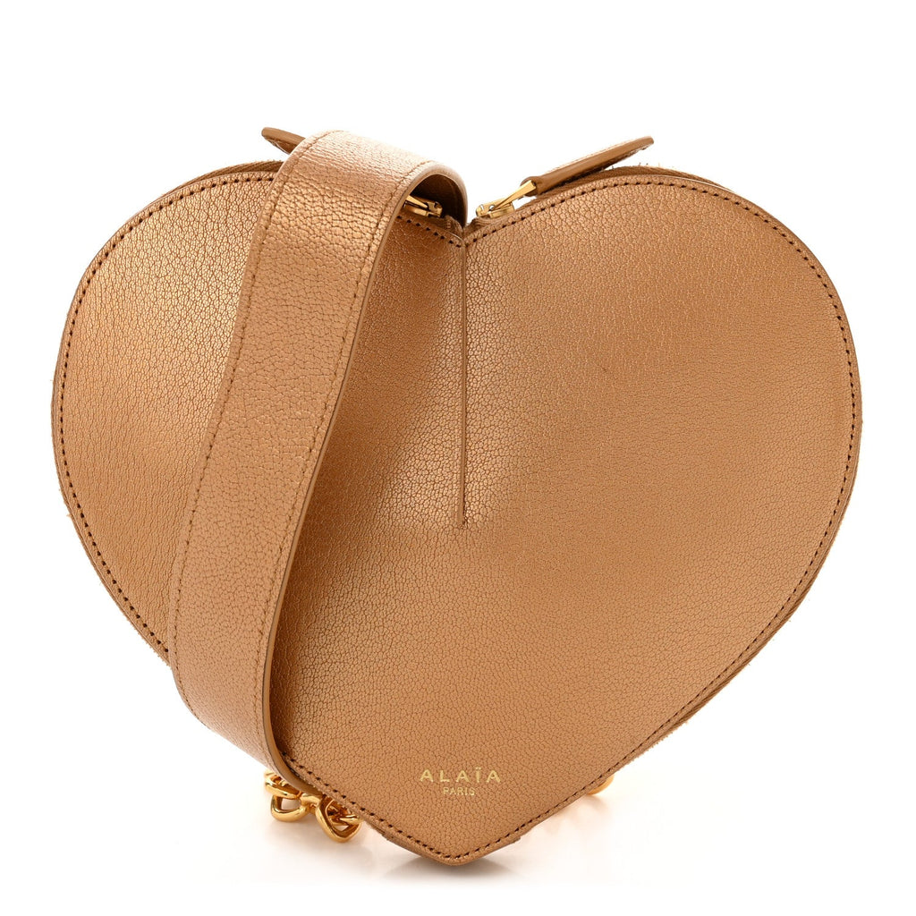 Metallic Goatskin Le Coeur Chain Bag Cuivre
