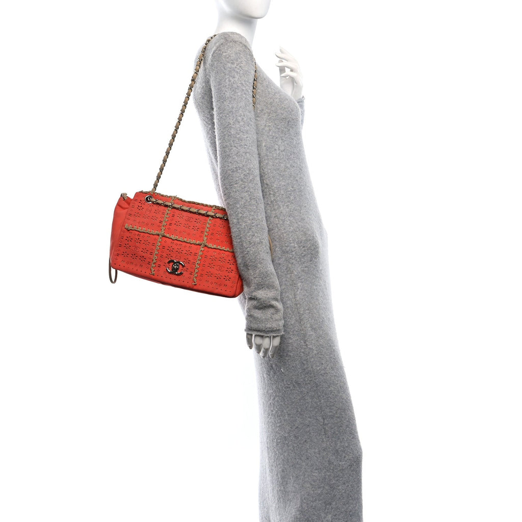 Nubuck Perforated Fringe Flap Orange