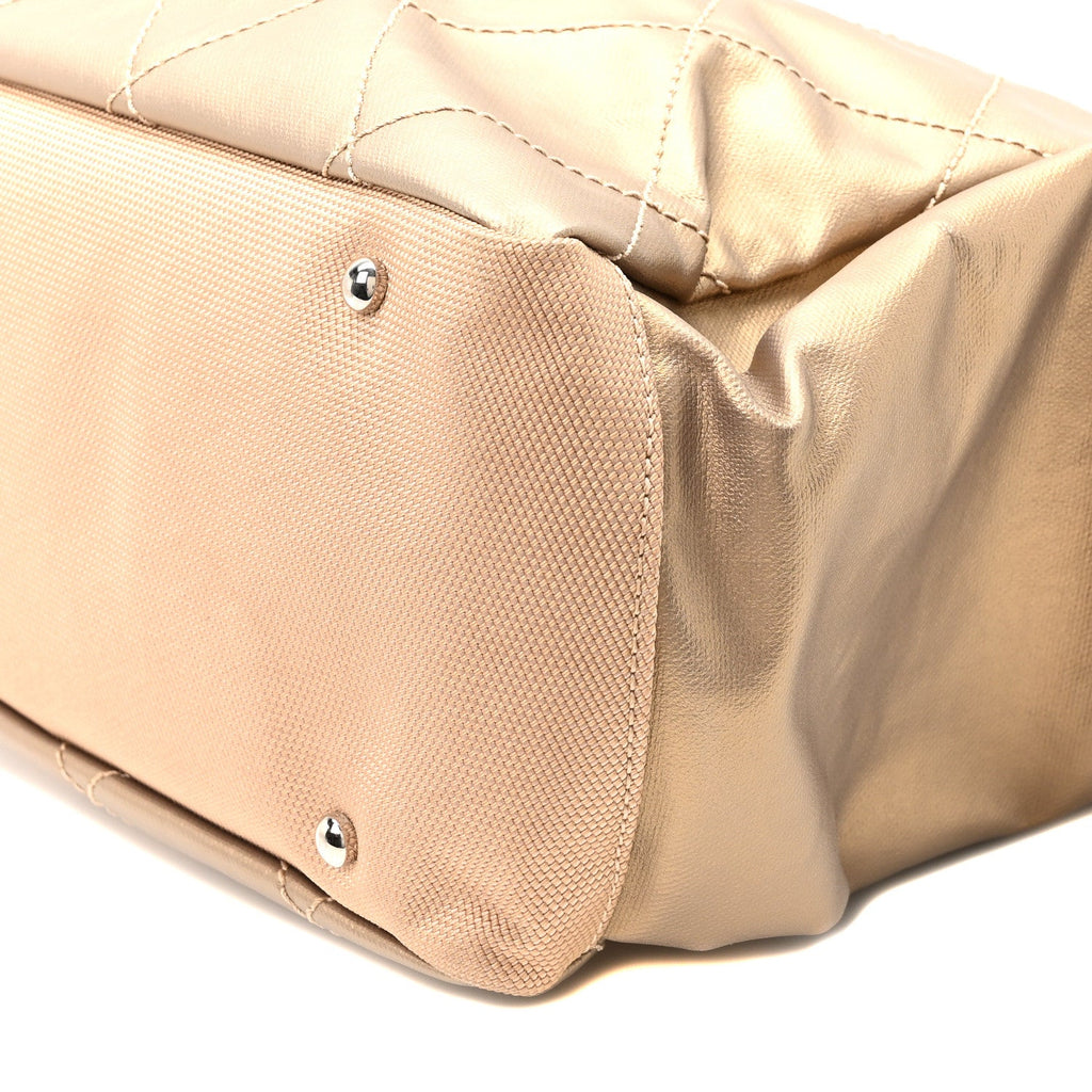 Metallic Coated Canvas Large Paris Biarritz Tote Gold