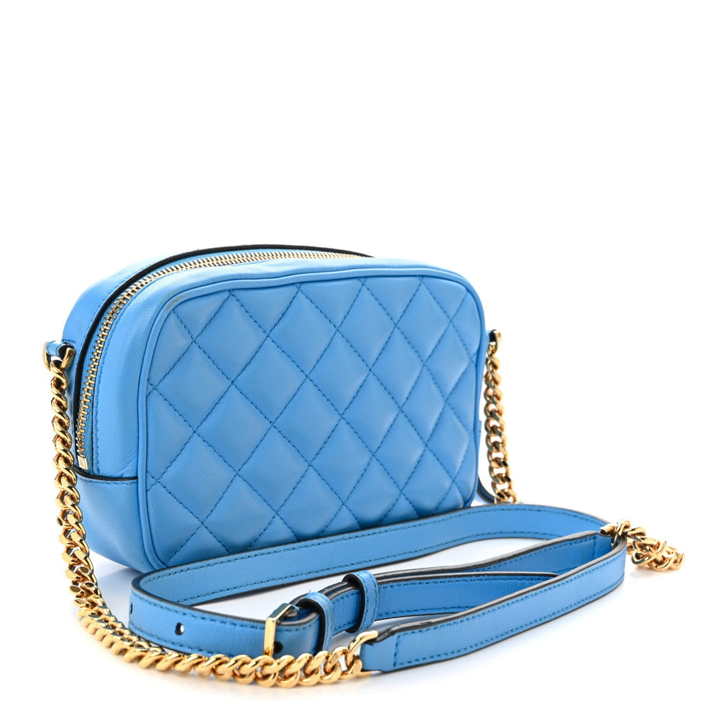 Nappa Quilted Medusa Camera Bag Blue