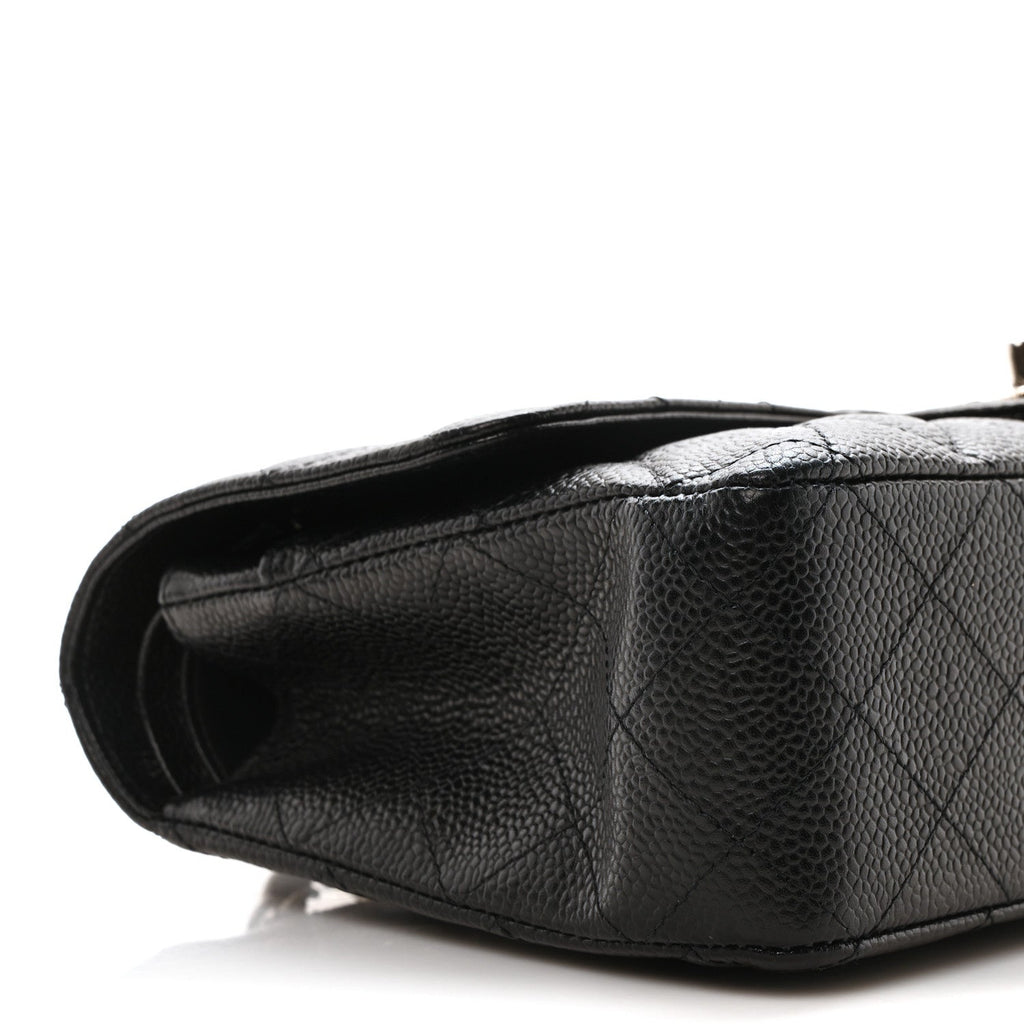 Caviar Quilted Medium Double Flap Black