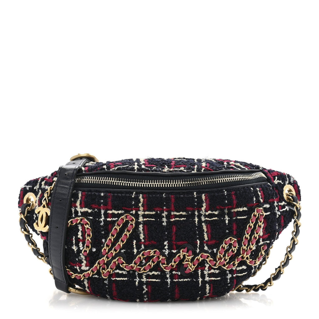 Tweed Quilted Chain 20s Signe Waist Bag Multicolor