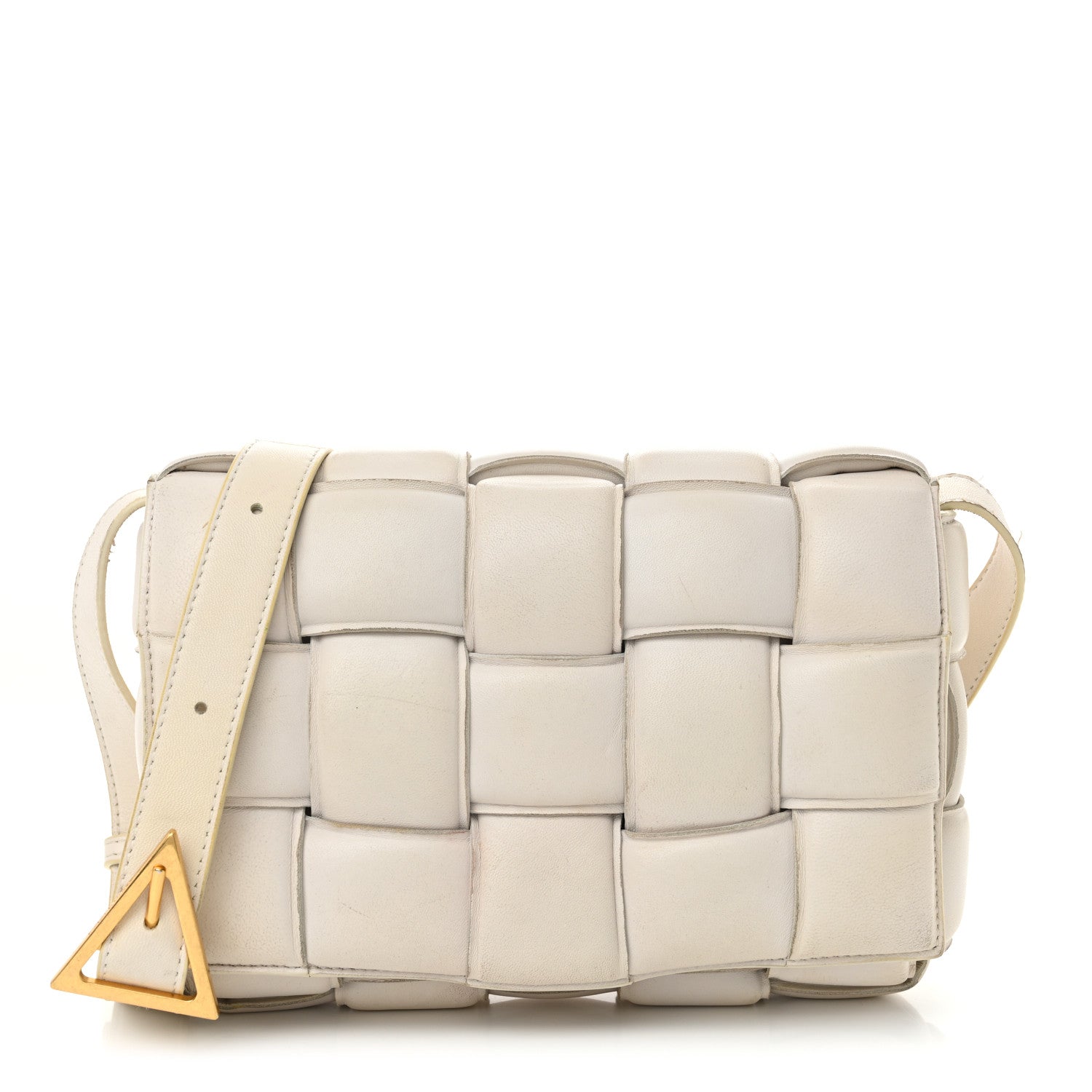 Nappa Maxi Intreccio Padded Cassette Crossbody Bag Chalk