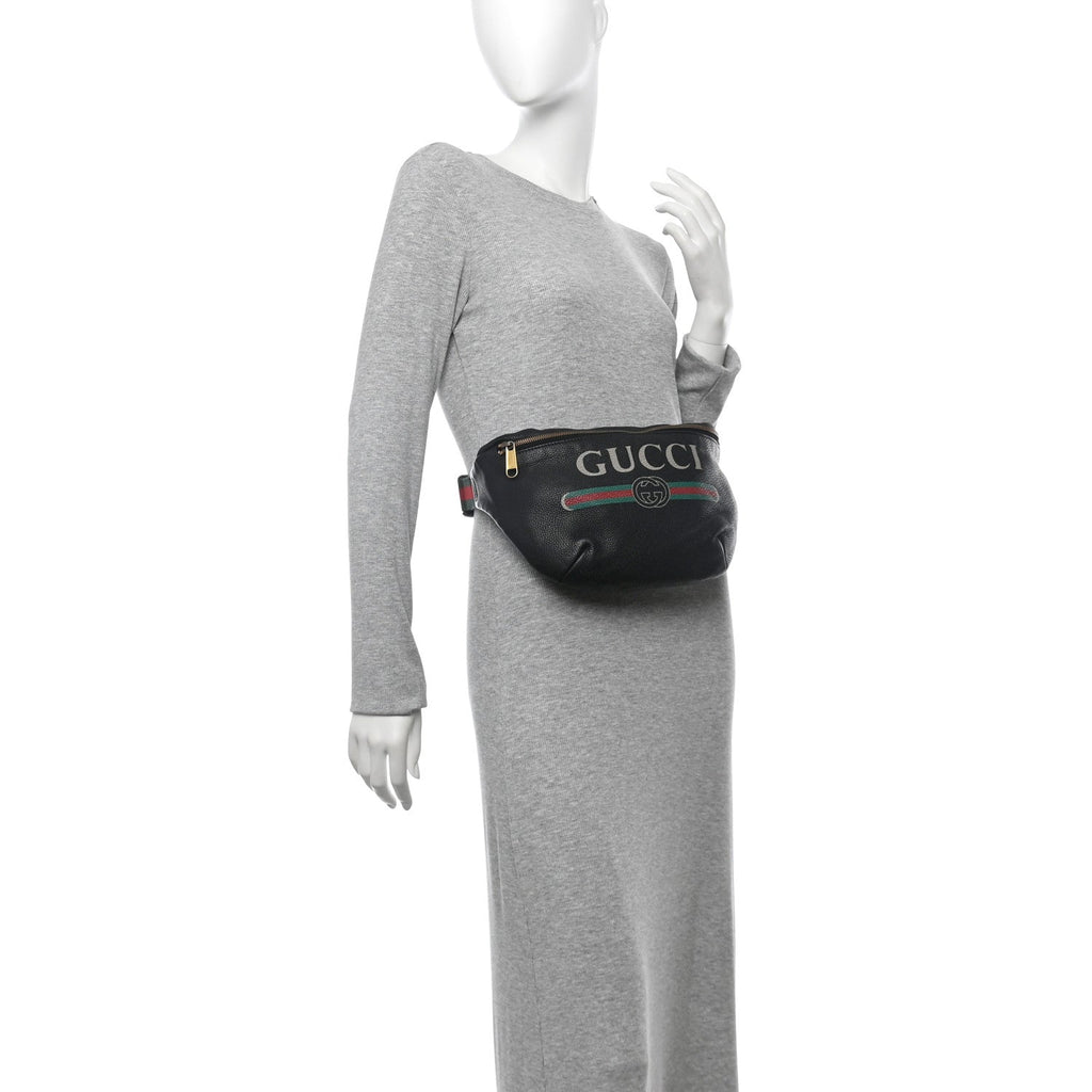 Grained Calfskin Logo Belt Bag Black