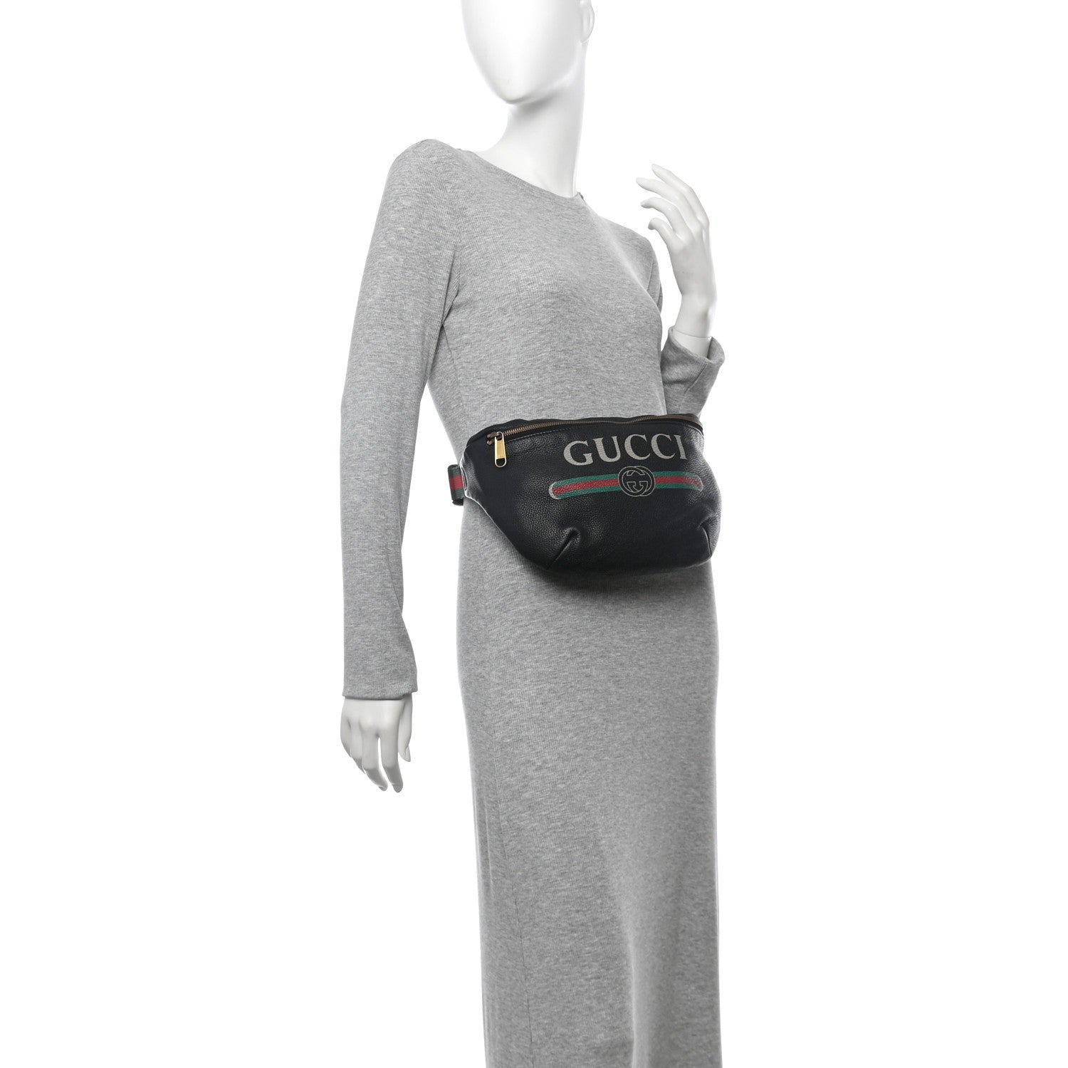 Grained Calfskin Logo Belt Bag Black