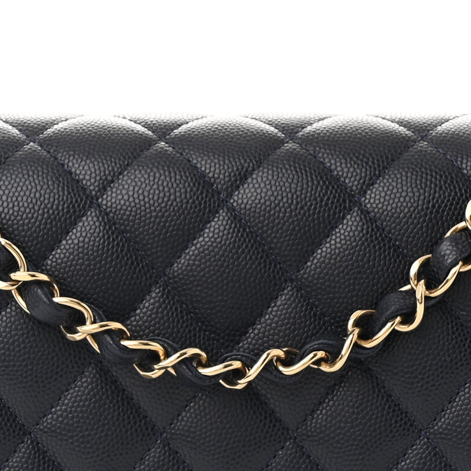 Caviar Quilted Medium Double Flap Navy