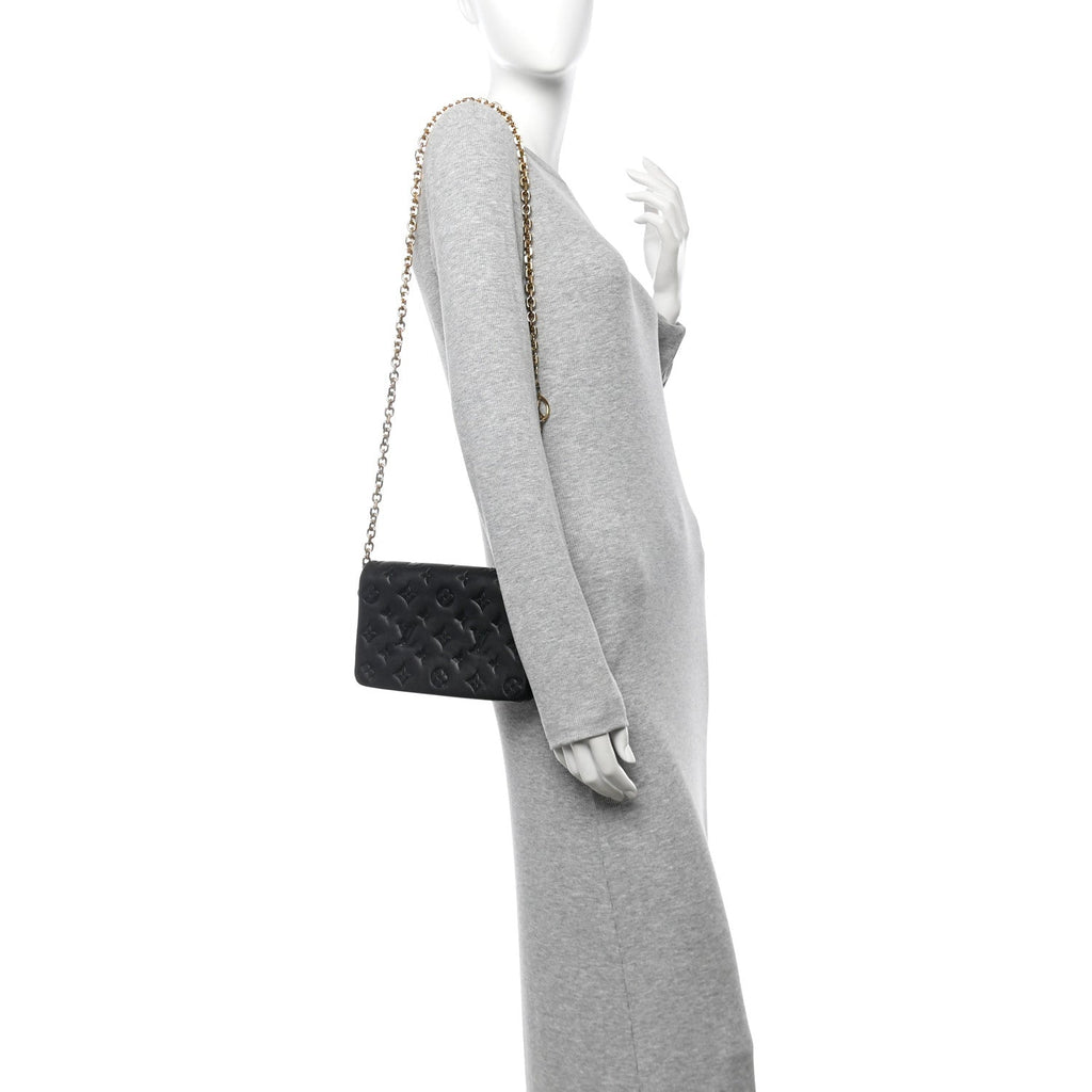 Lambskin Embossed Monogram Pochette Coussin Black