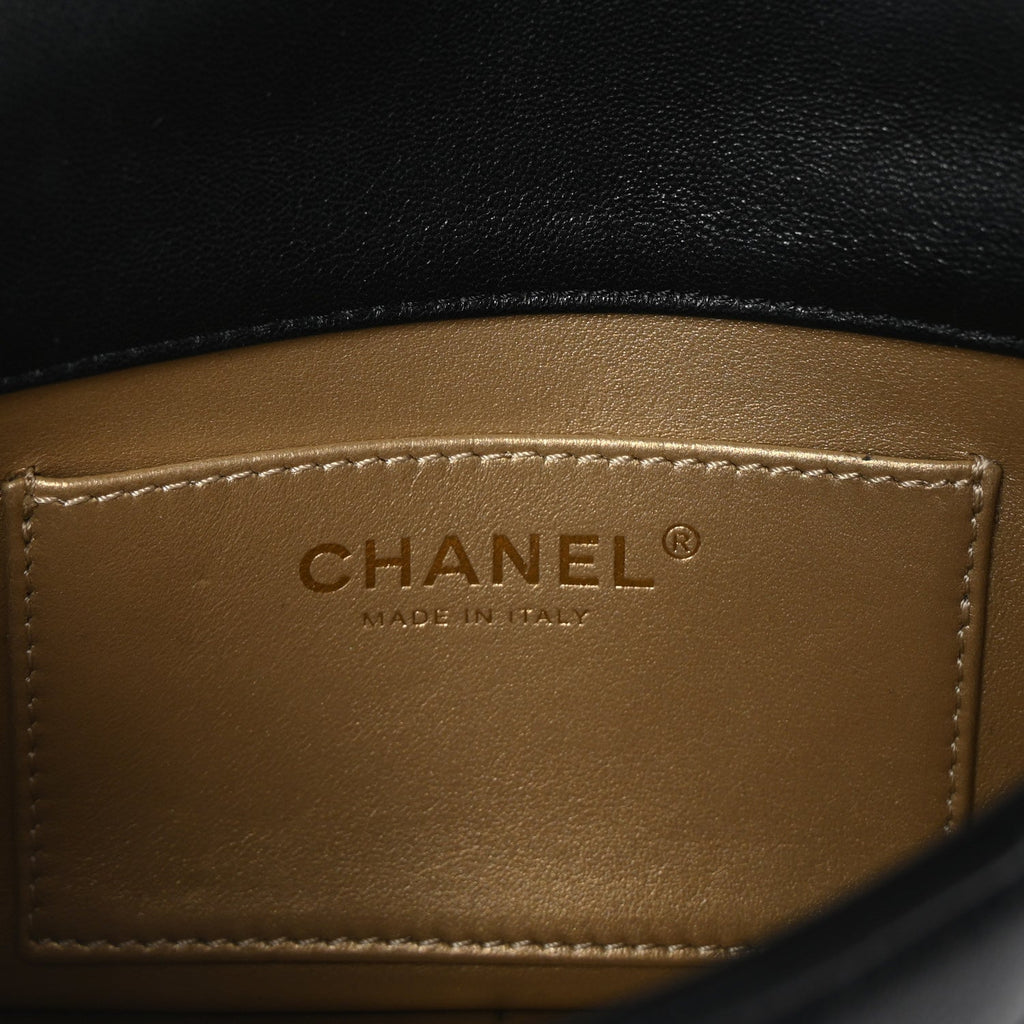 Lambskin Quilted Pearl Small Flap Black