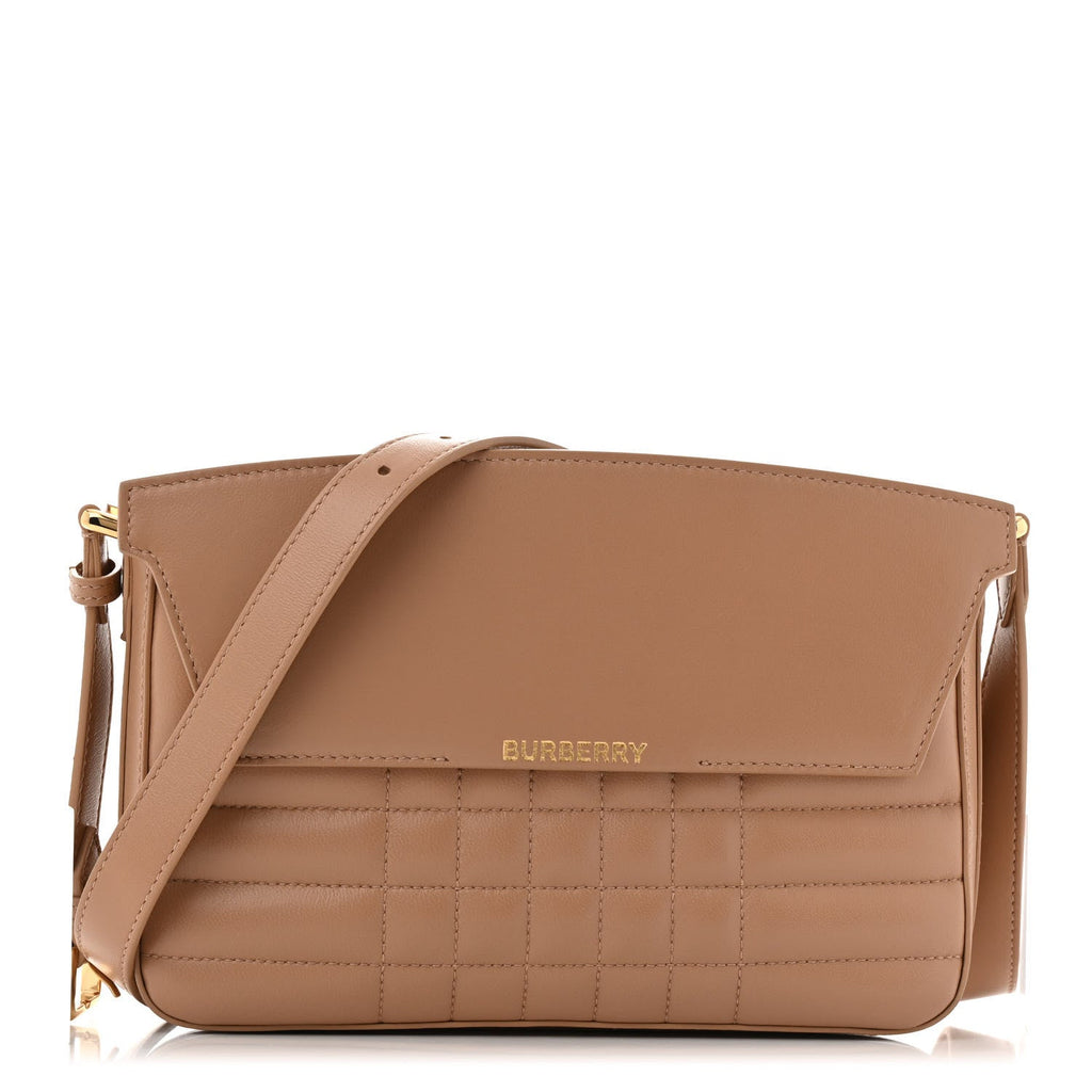 Lambskin Quilted Catherine Shoulder Bag Beige