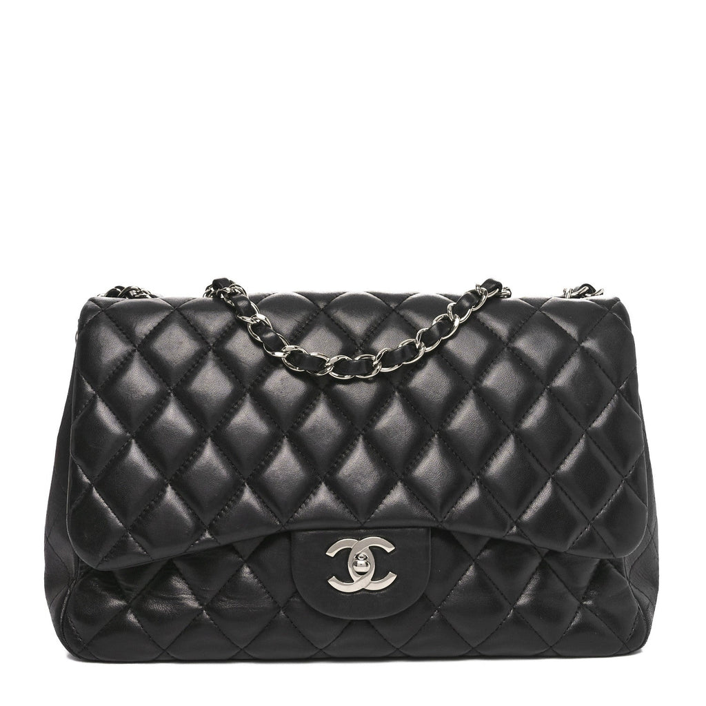 Lambskin Quilted Jumbo Single Flap Black