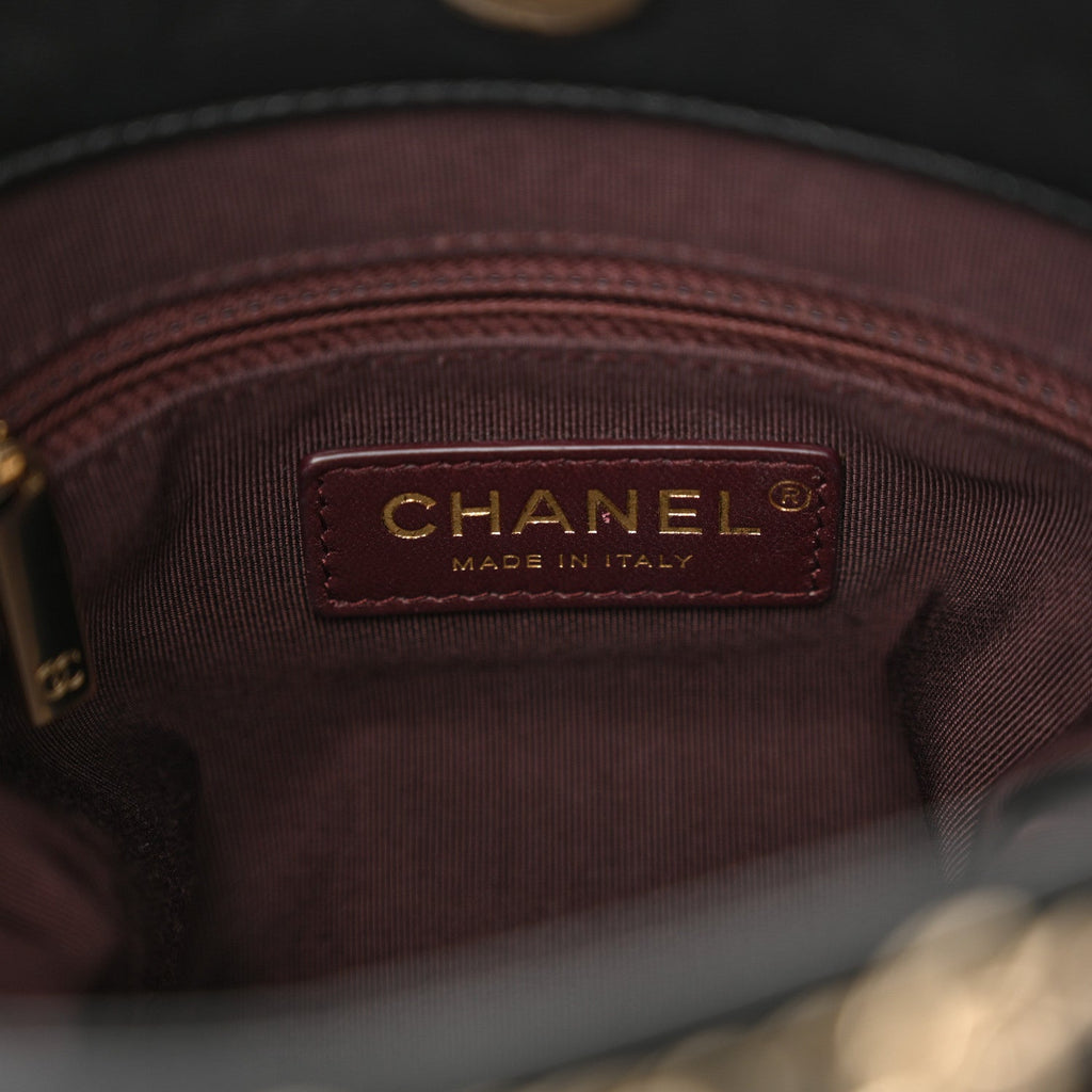 Lambskin Shopping Chain Tote Black