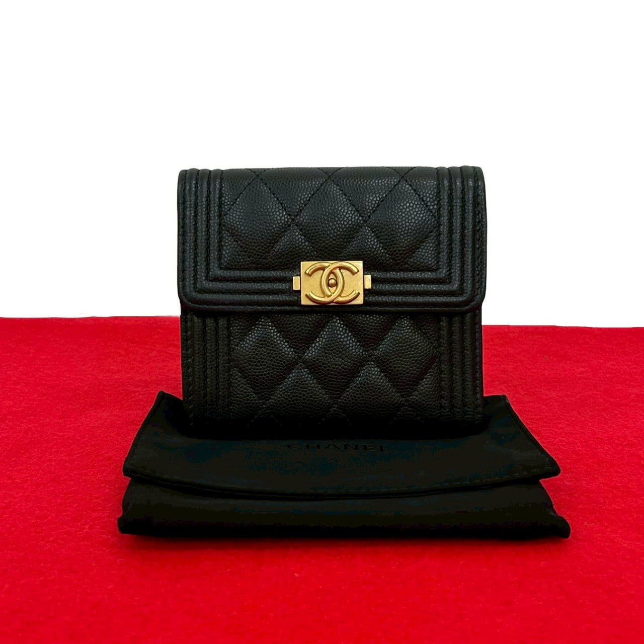 Chanel Boy Chanel Caviar Trifold Wallet