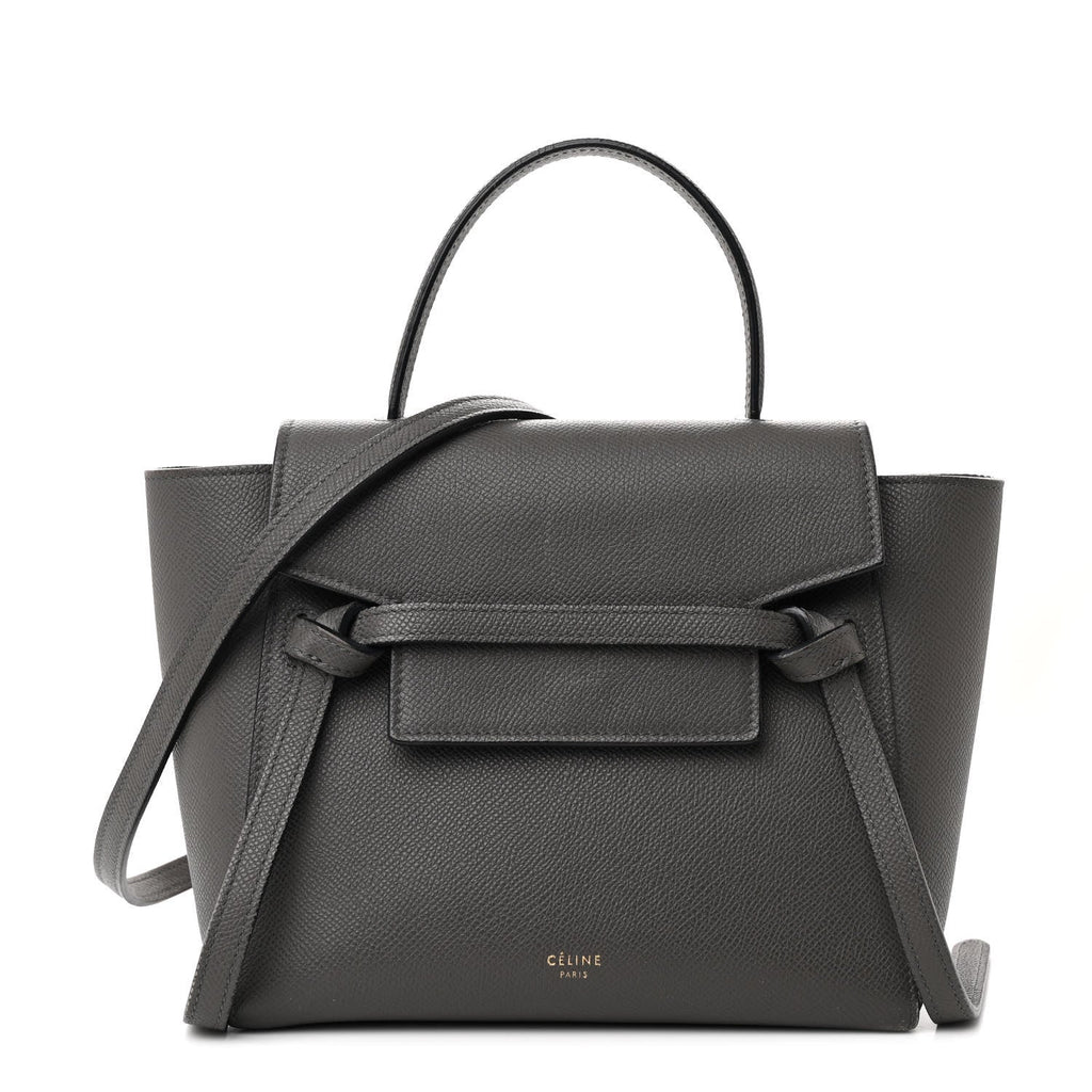Grained Calfskin Nano Belt Bag Grey
