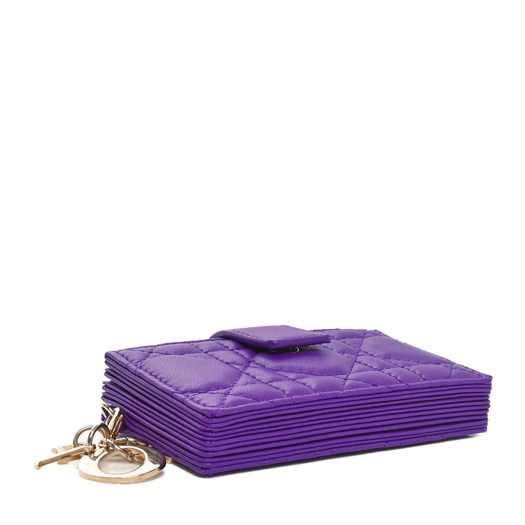 Lambskin Cannage Lady Dior Jasmine 5-Gusset  Holder Purple Jamu