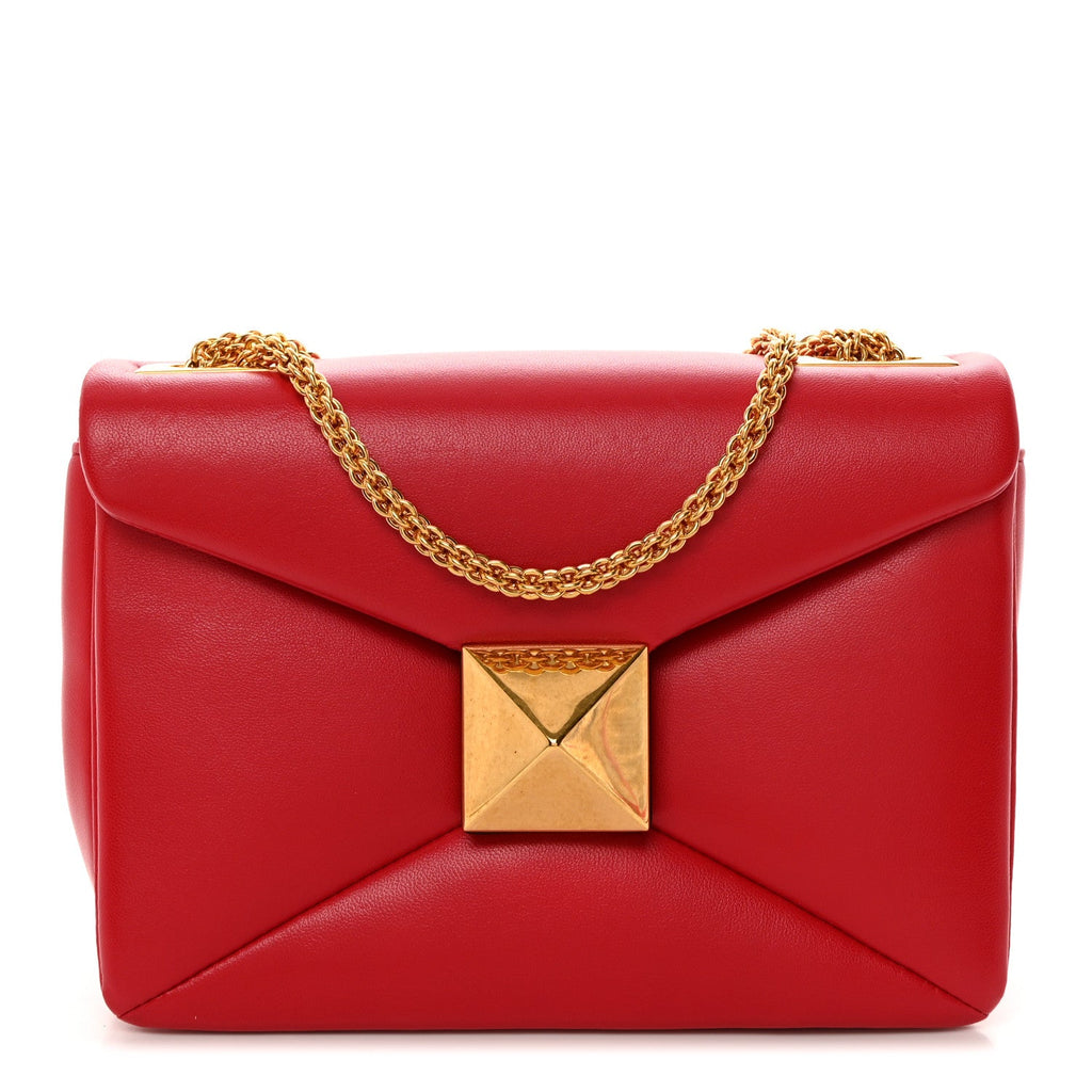 Nappa One Stud Chain Clutch Rouge Pur