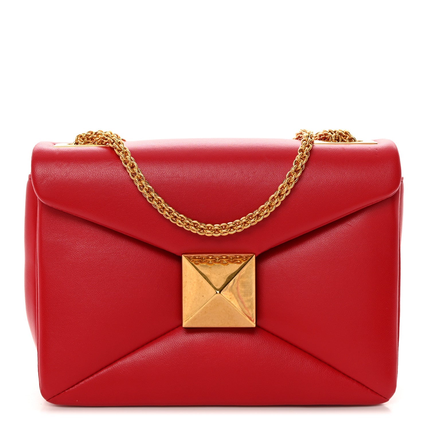 Nappa One Stud Chain Clutch Rouge Pur