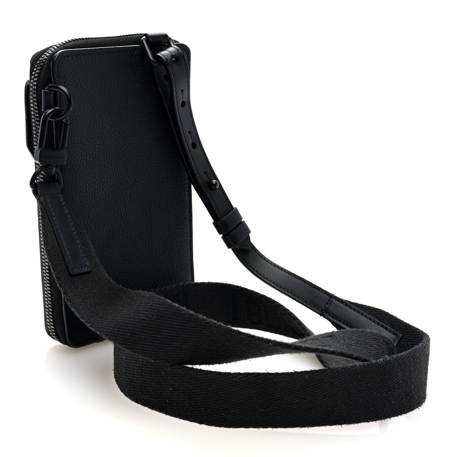 Grained Calfskin Aerogram Phone Pouch Black