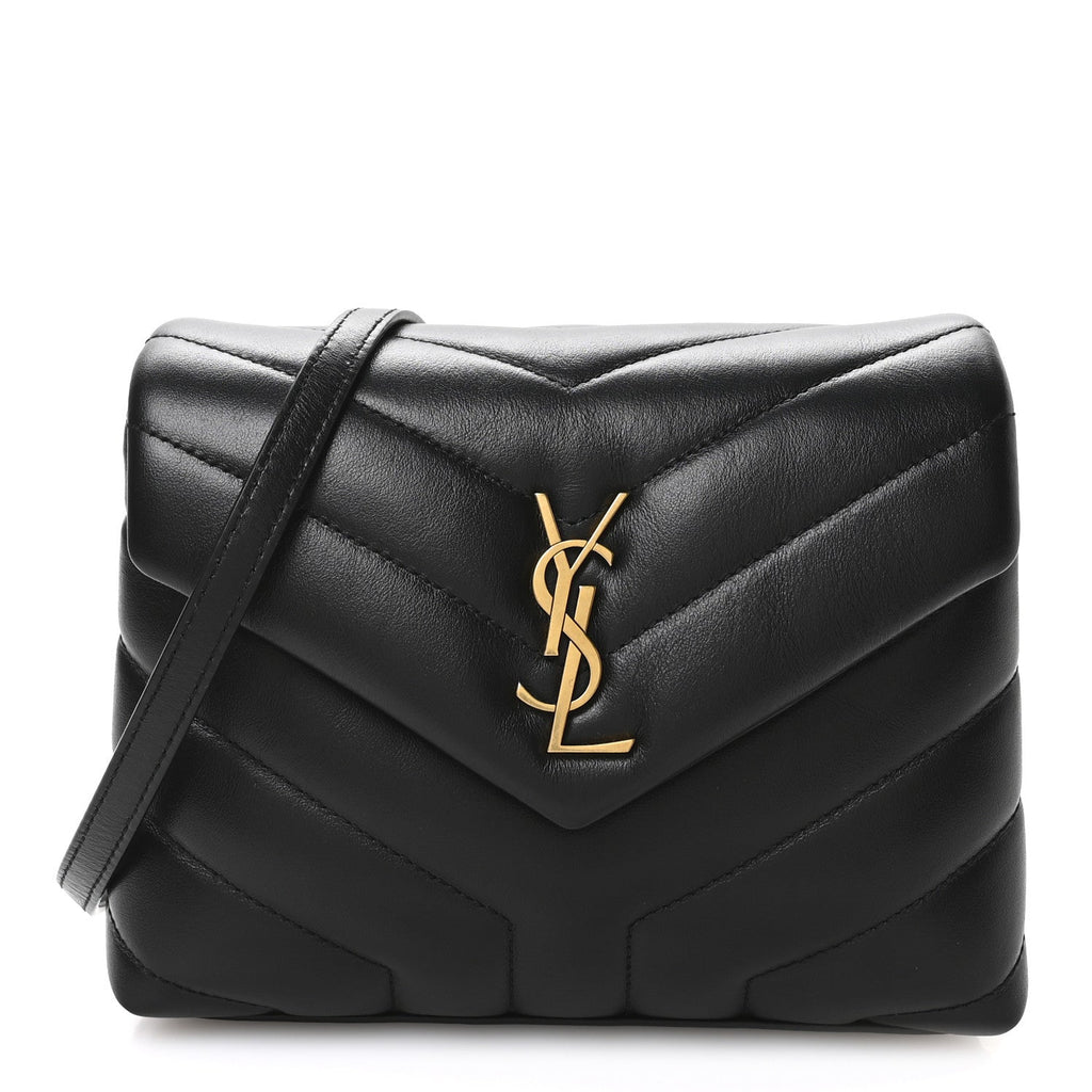 Calfskin Y Quilted Monogram Toy Loulou Crossbody Bag Black